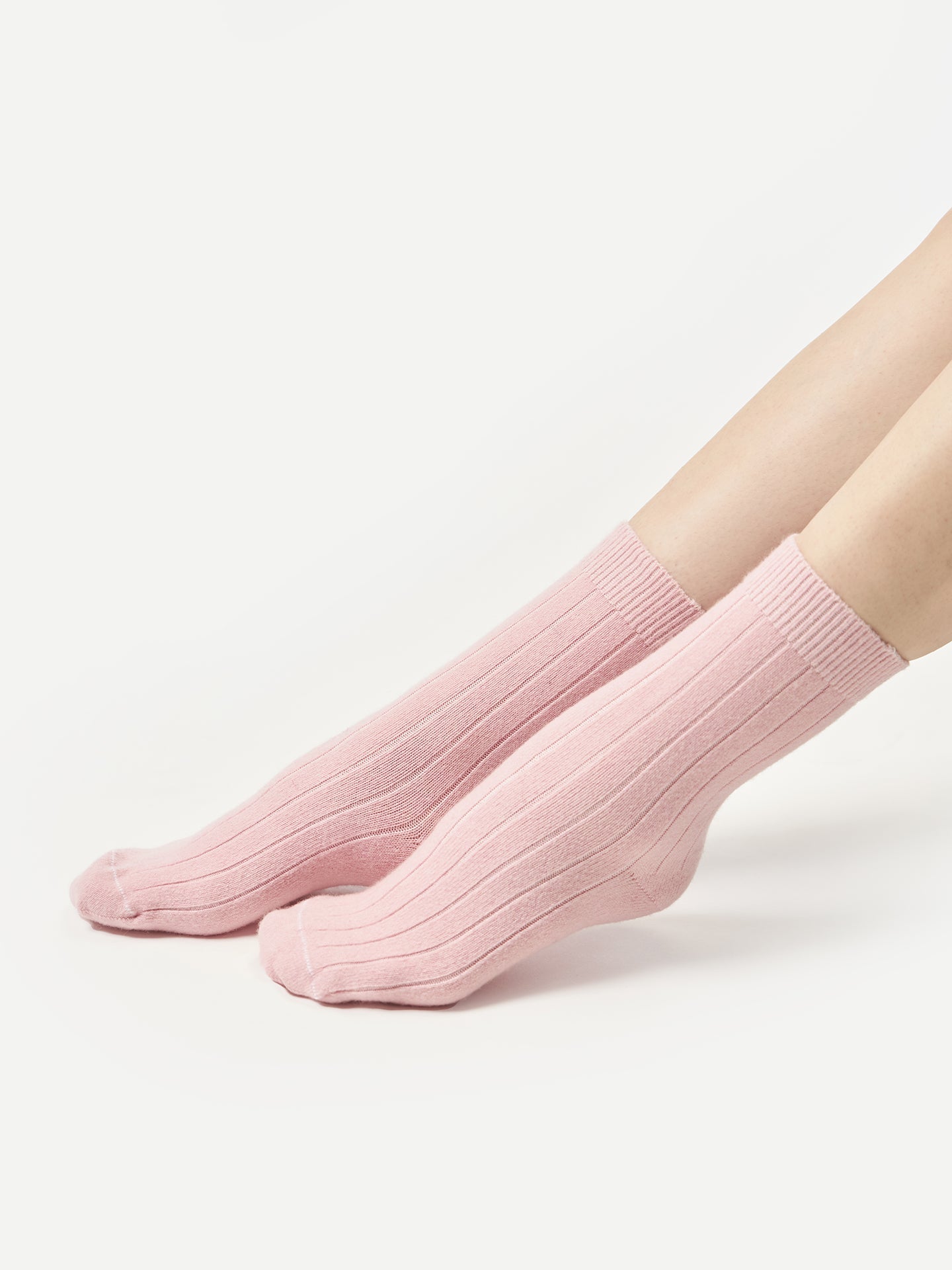 Chaussettes en tricot côtelé Unisexe Rose - Gobi Cashmere