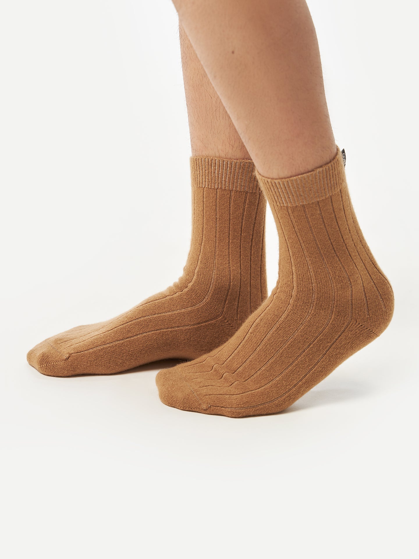 Chaussettes en tricot côtelé Unisexe Marron - Gobi Cashmere