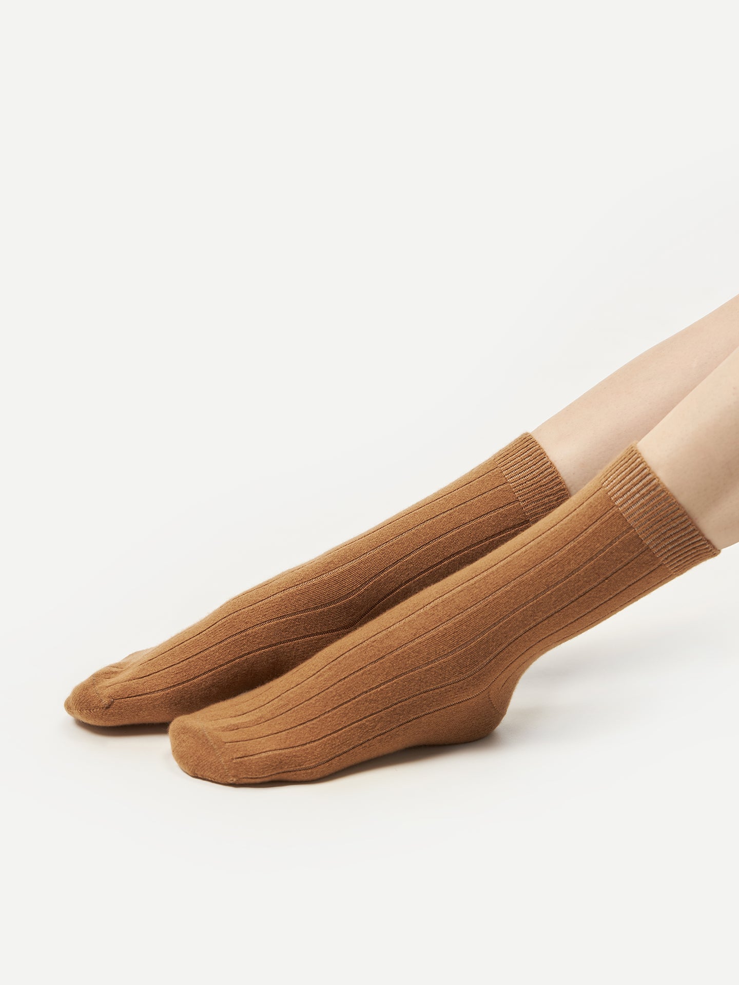 Chaussettes en tricot côtelé Unisexe Marron - Gobi Cashmere