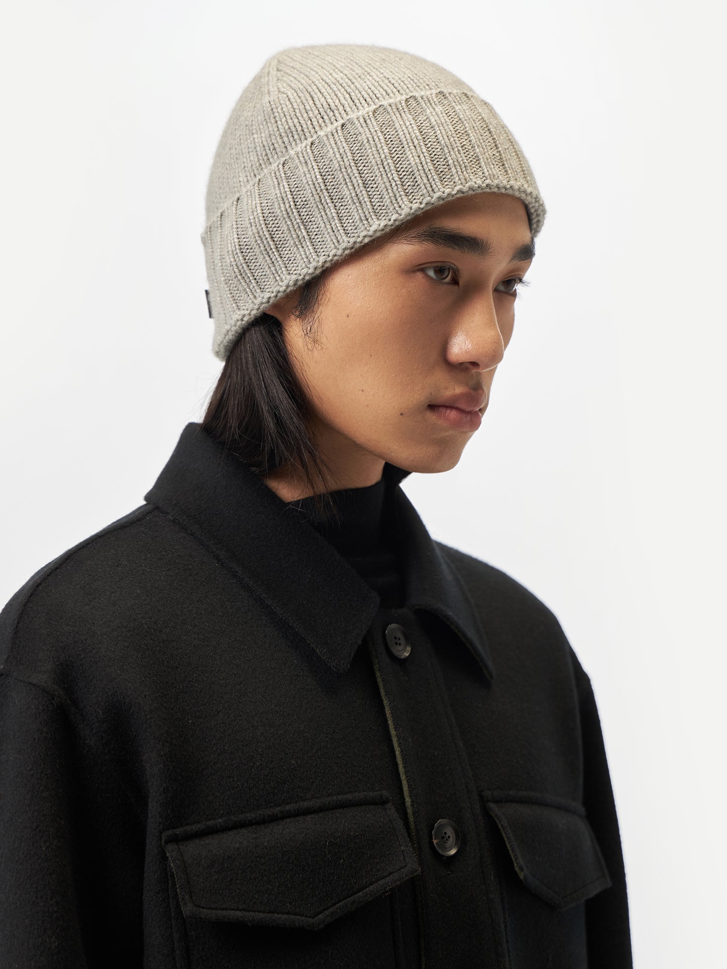 Bonnet en tricot côtelé en cachemire pour femme Gris - Gobi Cashmere