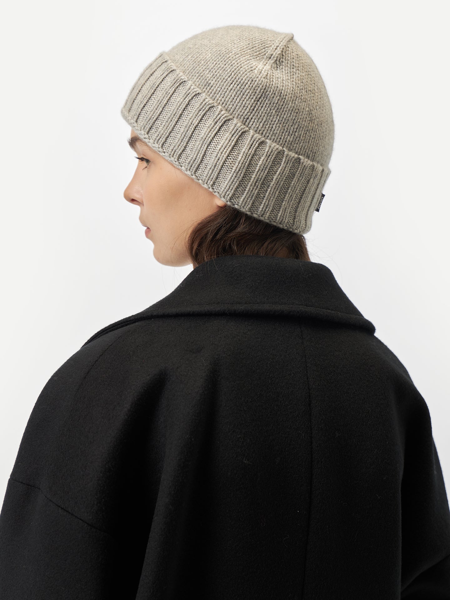 Bonnet en tricot côtelé en cachemire pour femme Gris - Gobi Cashmere