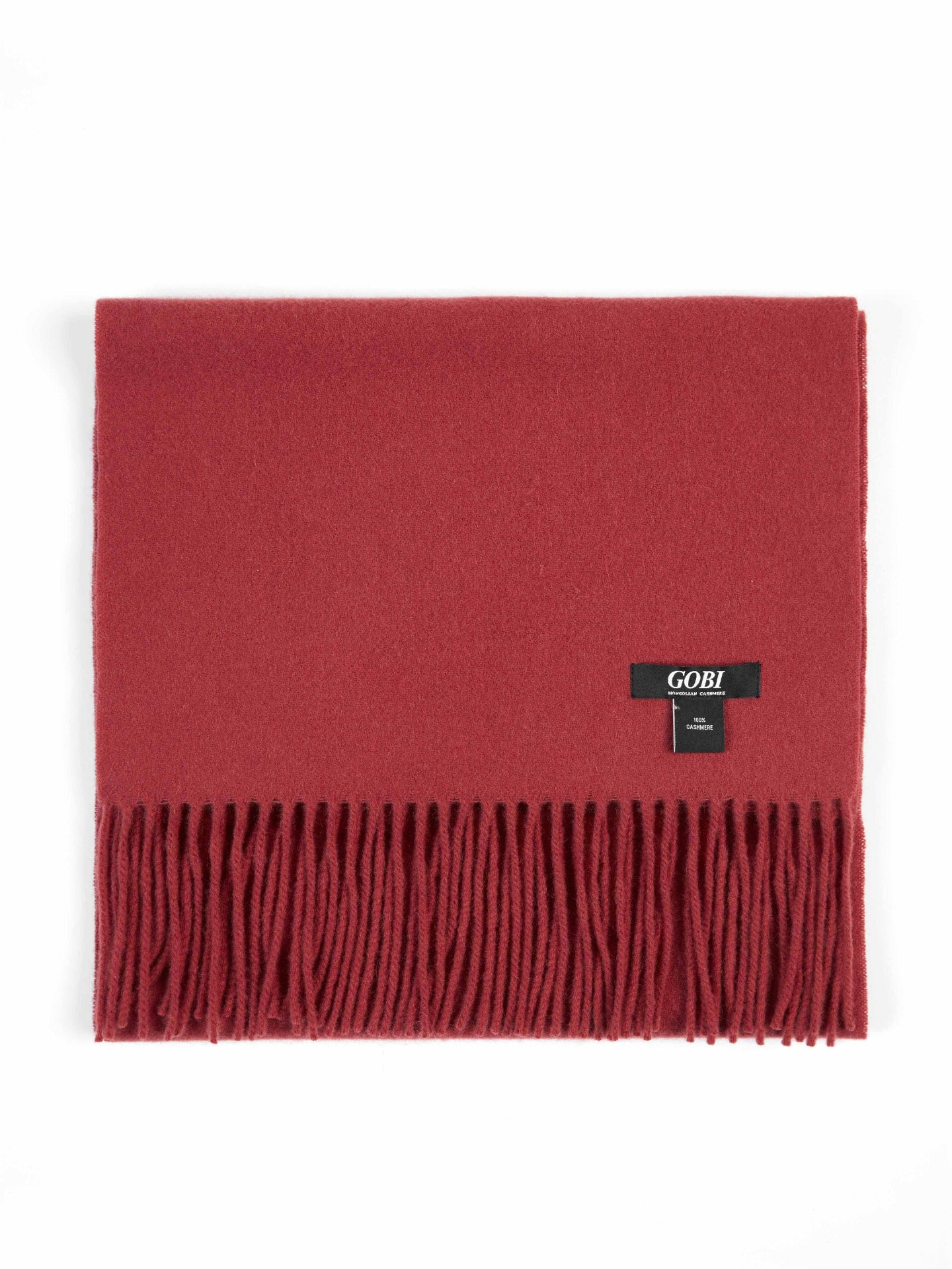 Écharpe avec franges en cachemire pour unisex Rouge - Gobi Cashmere 