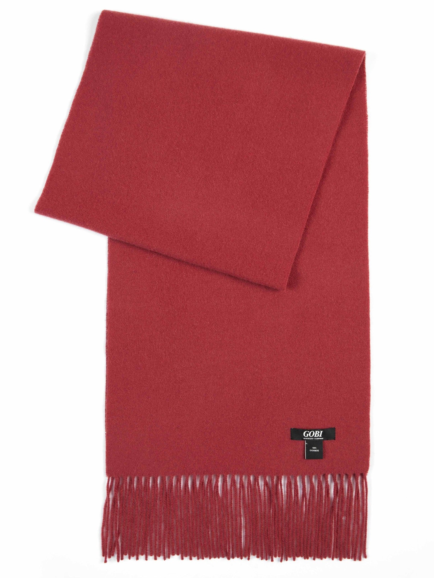 Écharpe avec franges en cachemire pour unisex Rouge - Gobi Cashmere 