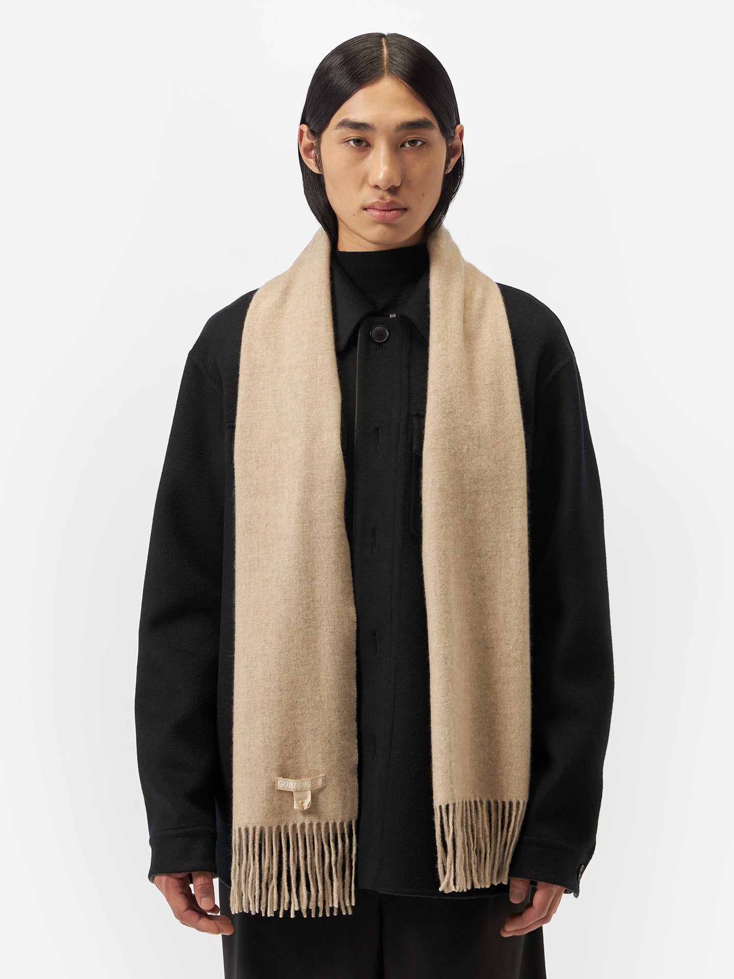 Écharpe avec franges en cachemire unisexe Beige | GOBI FR