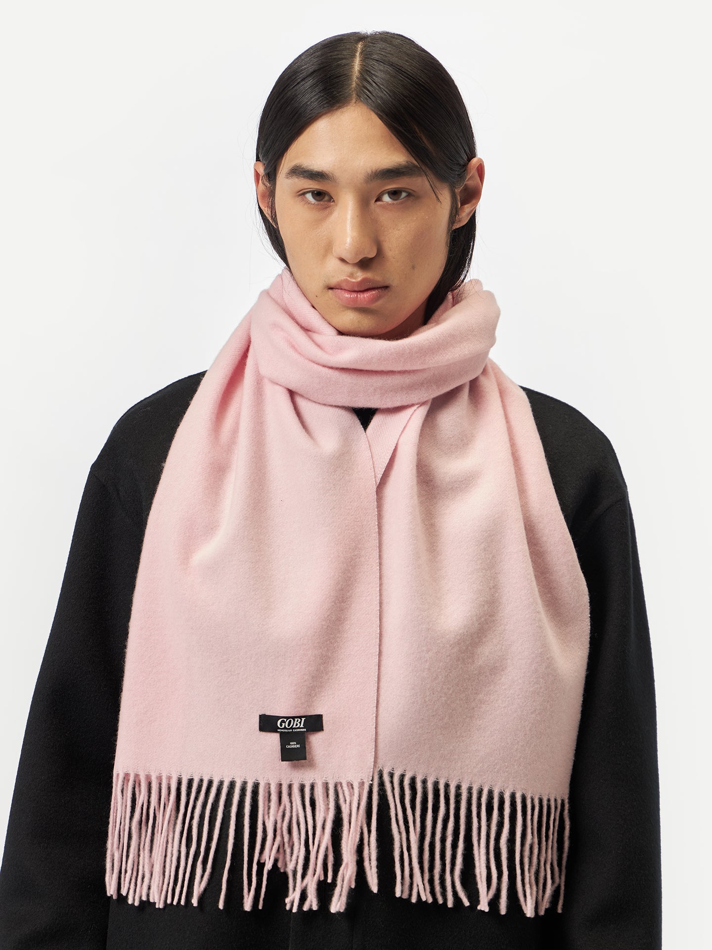 Écharpe avec franges en Cachemire pour unisex Rose - Gobi Cashmere