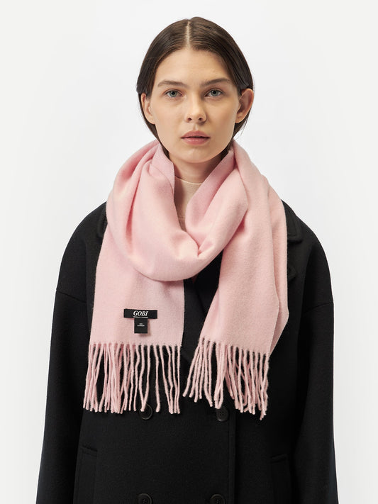 Écharpe avec franges en Cachemire pour unisex Rose - Gobi Cashmere