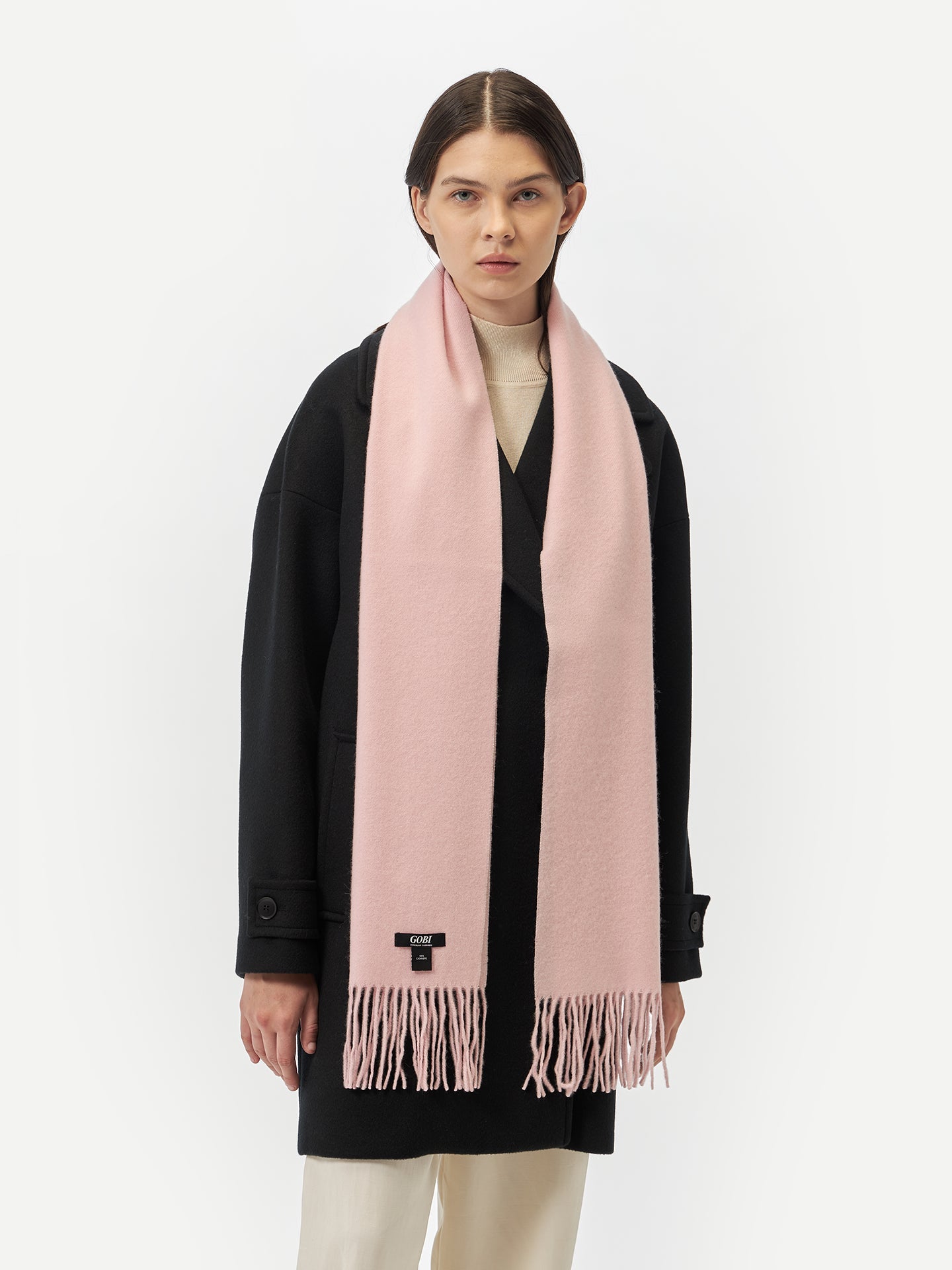 Écharpe avec franges en Cachemire pour unisex Rose - Gobi Cashmere