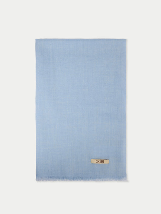 Écharpe tissée avec bords contrastant unisex Jaune couleur bleu - Gobi Cashmere