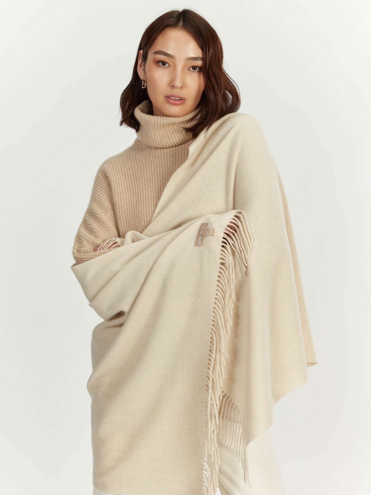 Étole tissée en Cachemire pour femmes Taupe - Gobi Cashmere