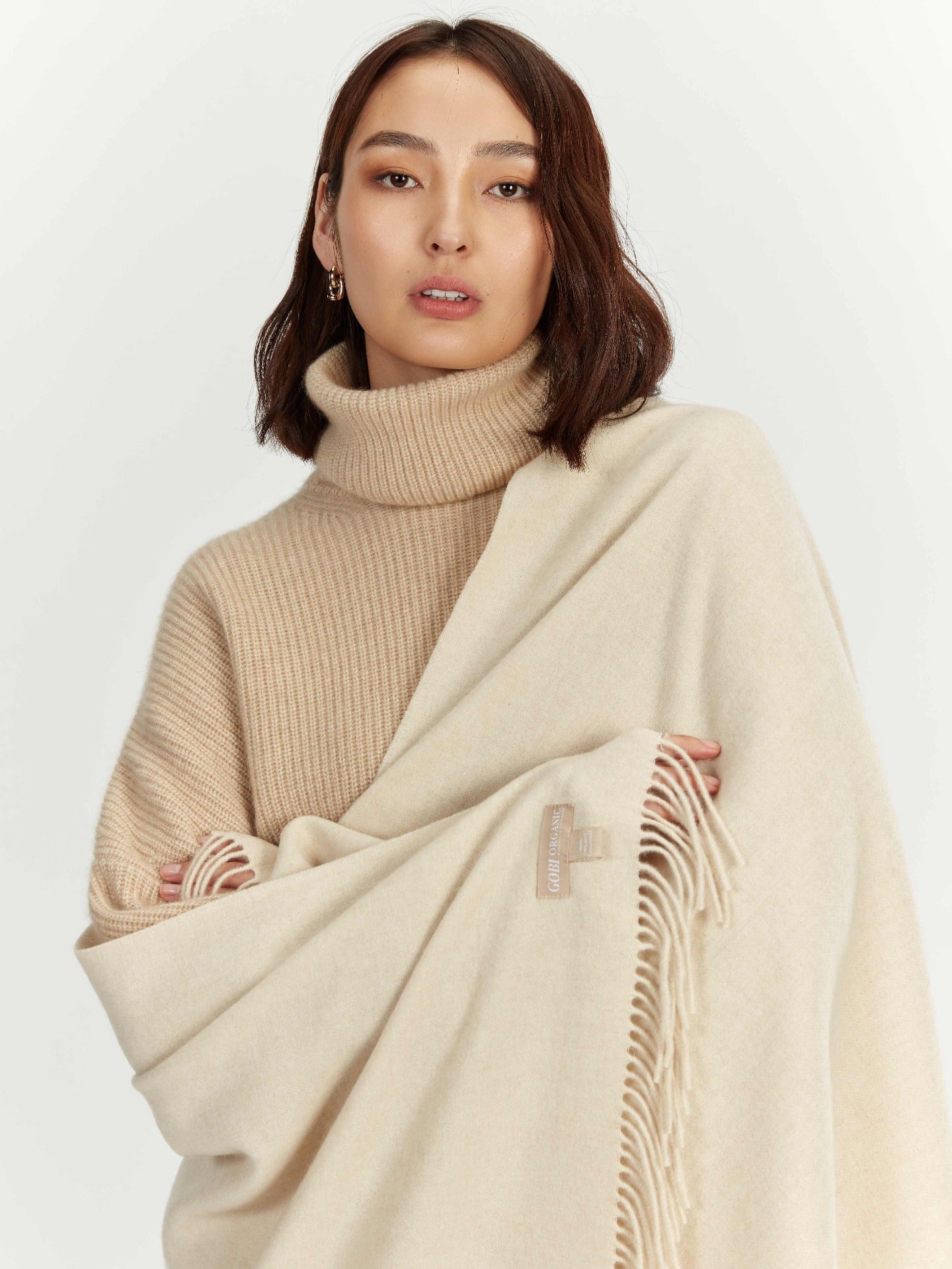 Étole tissée en Cachemire pour femmes Taupe - Gobi Cashmere