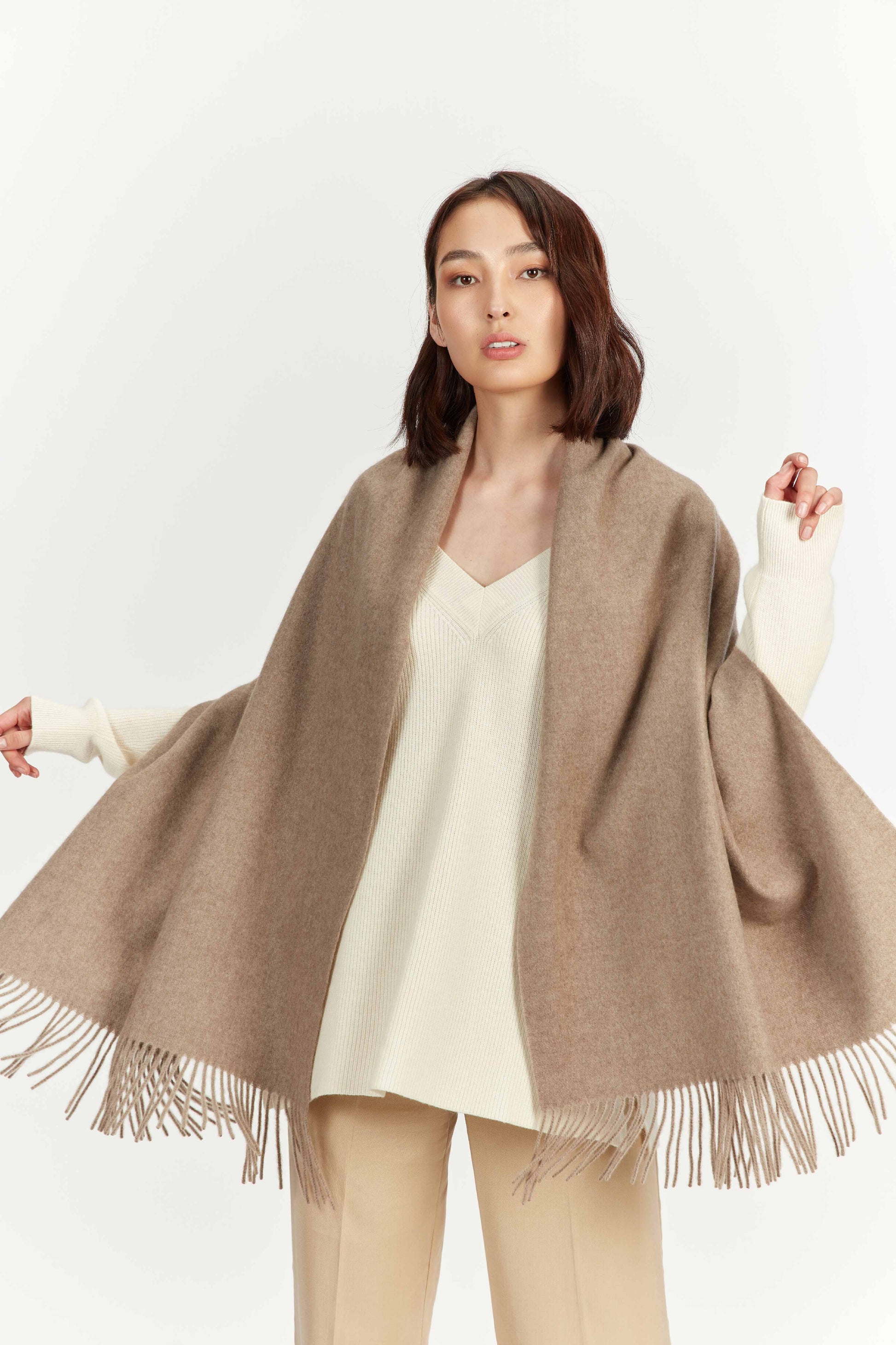 Étole tissée en Cachemire pour femmes Taupe - Gobi Cashmere