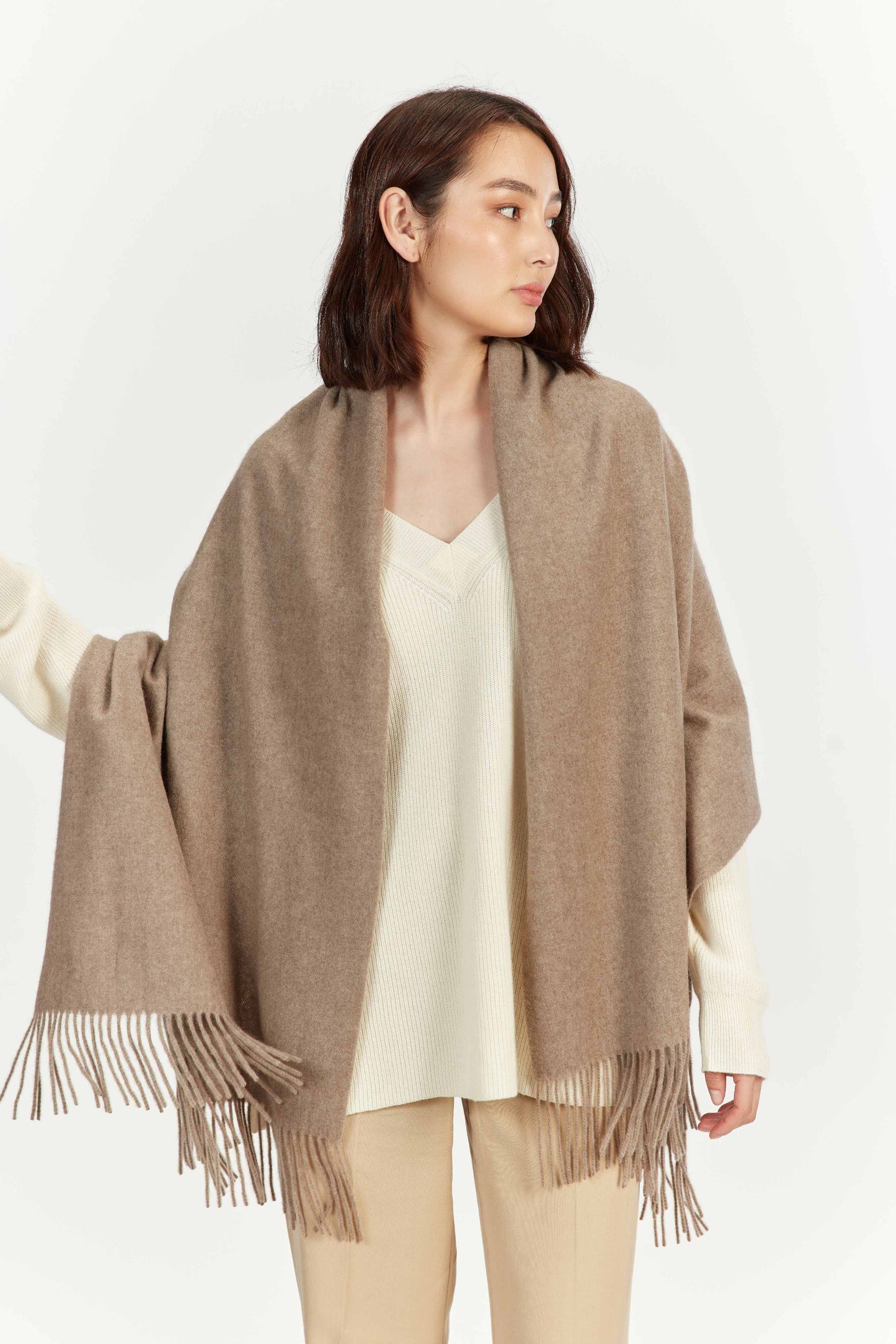 Étole tissée en Cachemire pour femmes Taupe - Gobi Cashmere