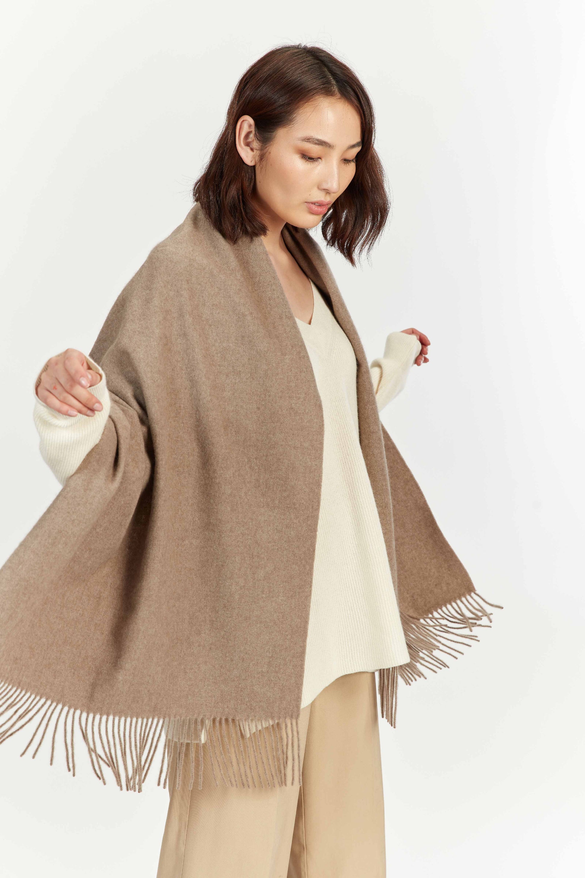 Étole tissée en Cachemire pour femmes Taupe - Gobi Cashmere
