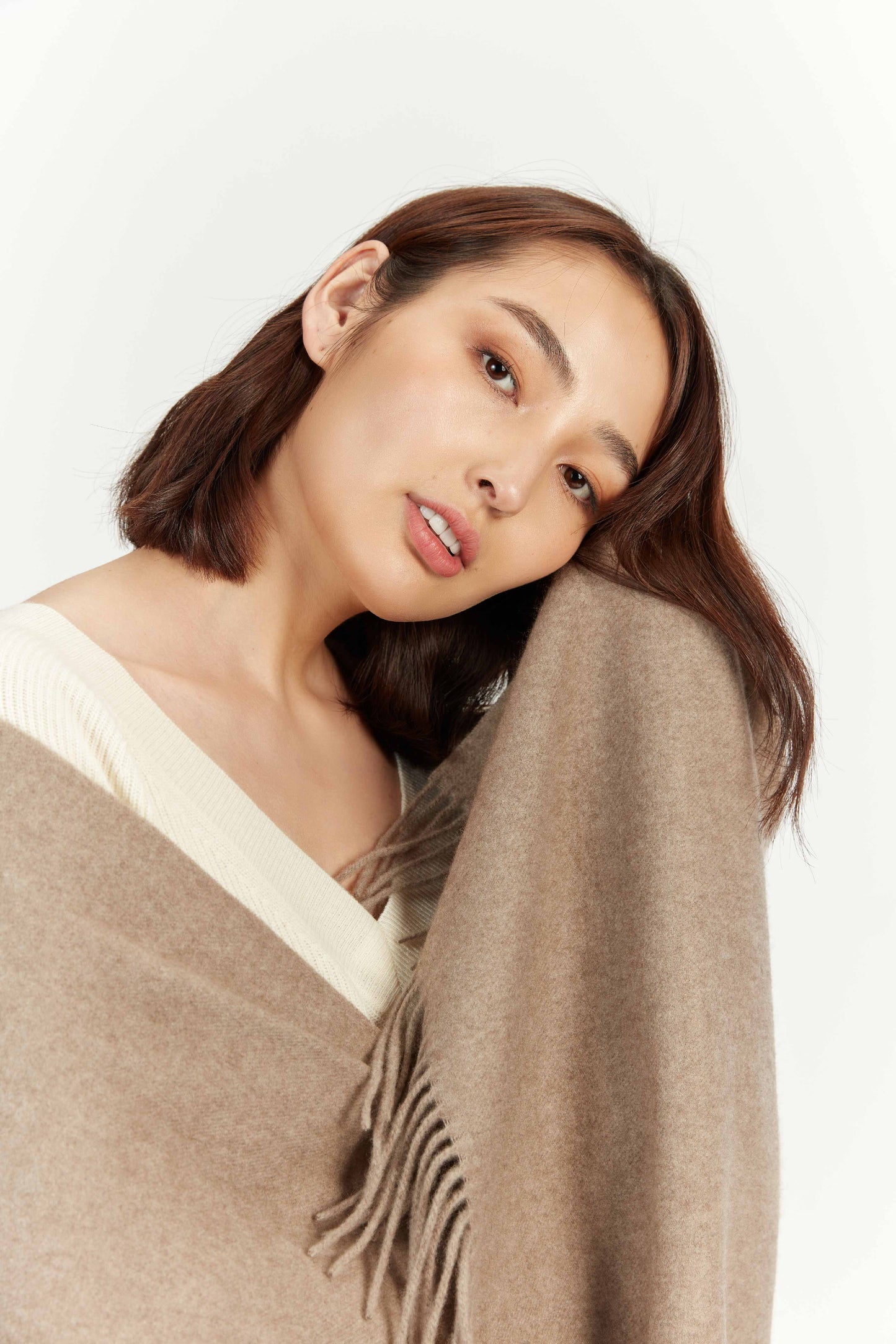 Étole tissée en Cachemire pour femmes Taupe - Gobi Cashmere
