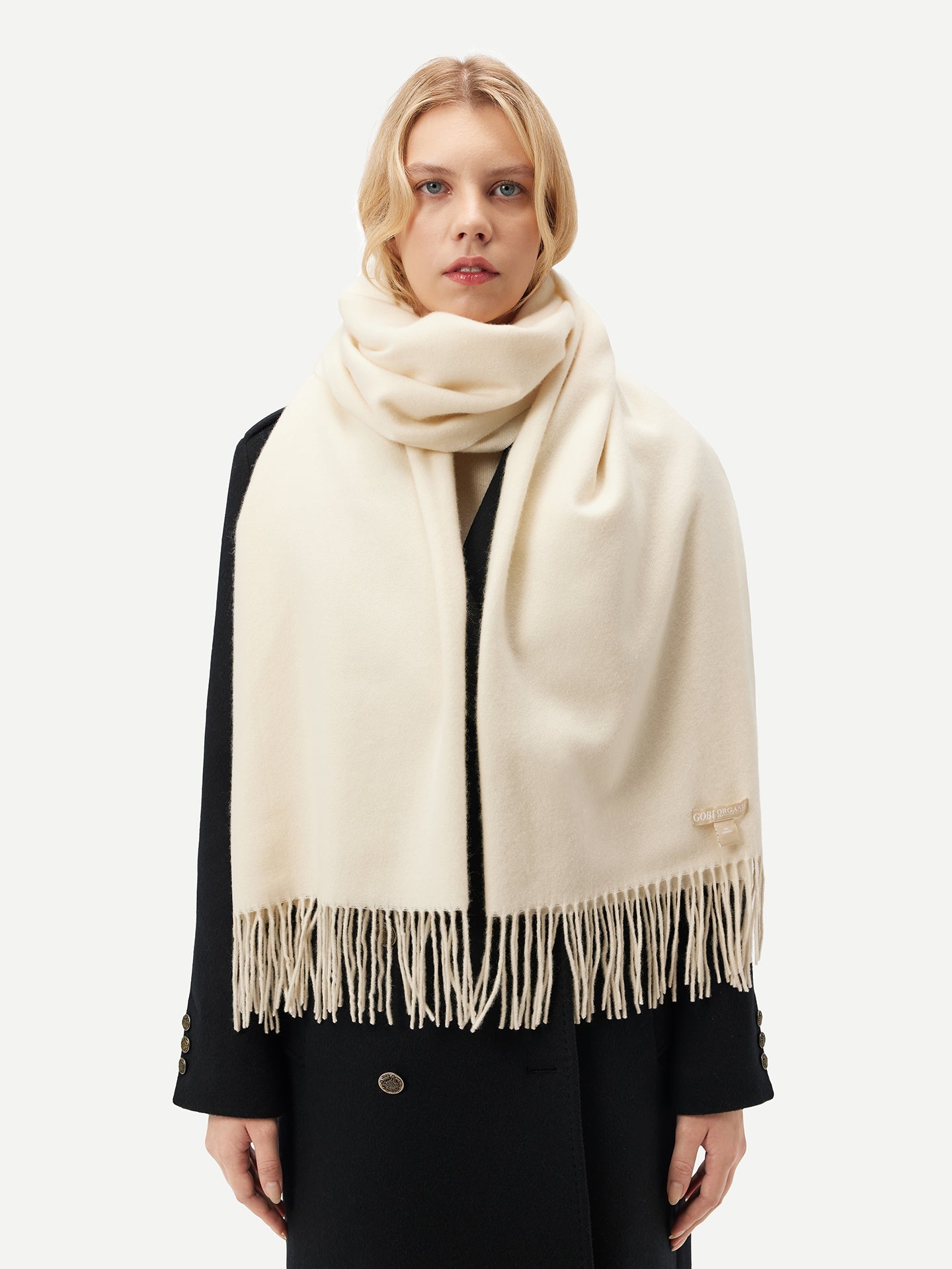 Écharpe tissée en Cachemire pour femmes Blanc - Gobi Cashmere