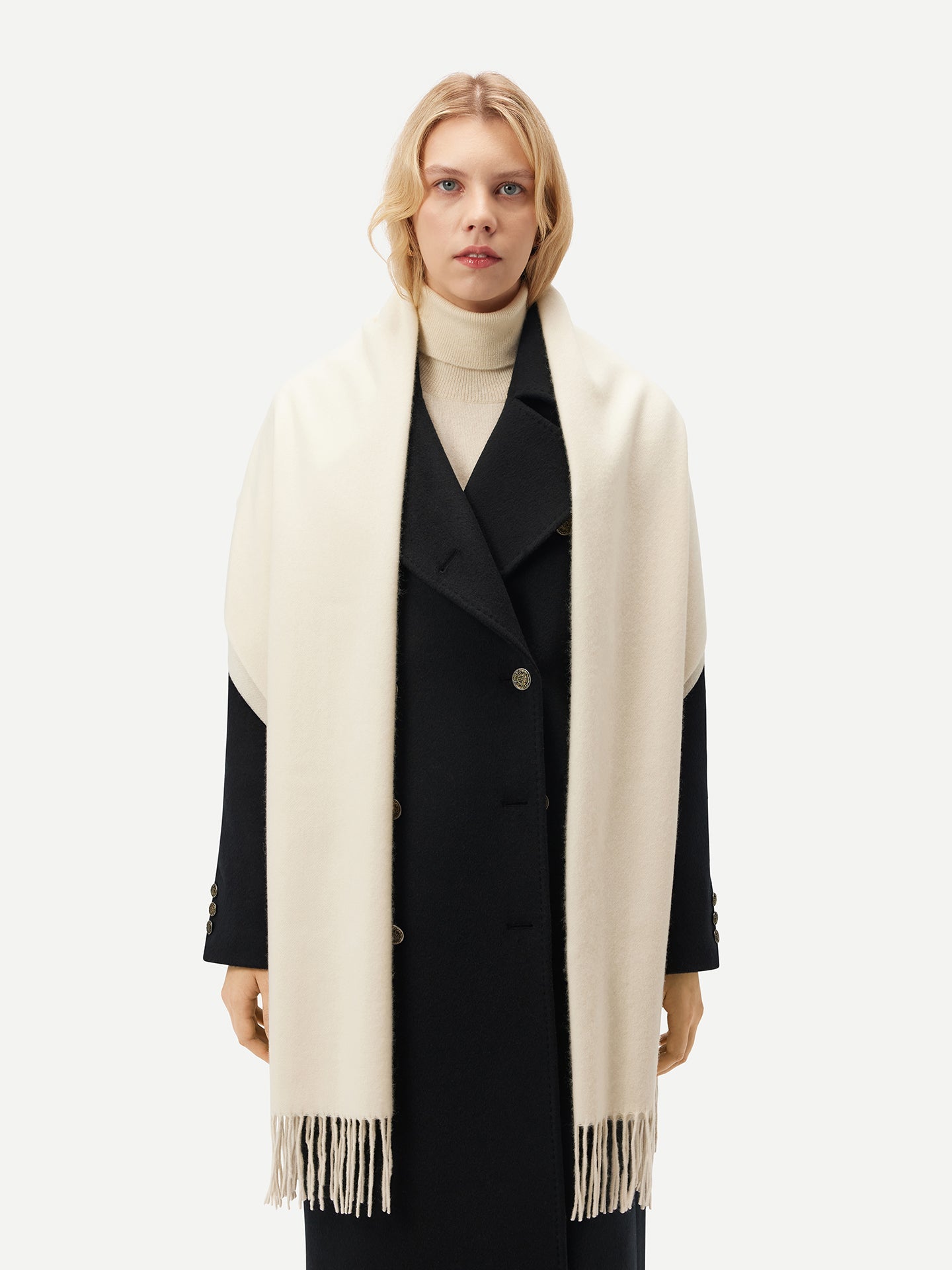 Écharpe tissée en Cachemire pour femmes Blanc - Gobi Cashmere