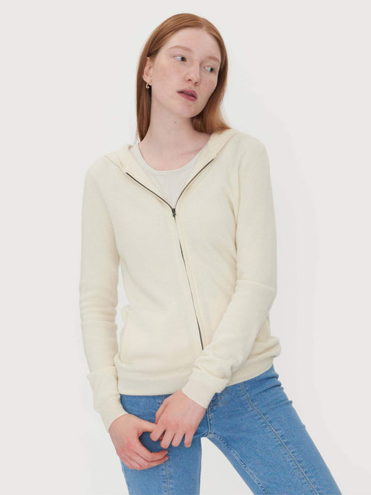 Sweat à capuche en Cachemire pour femme Blanc - Gobi Cashmere