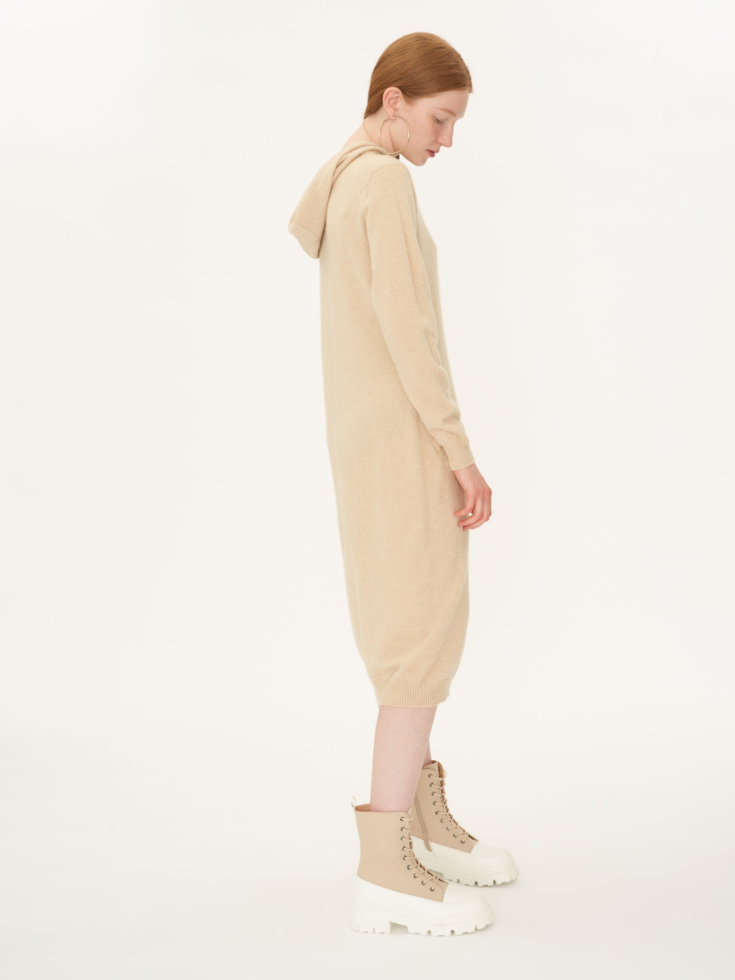 Robe à capuche moyenne en Cachemires Taupe - Gobi Cashmere