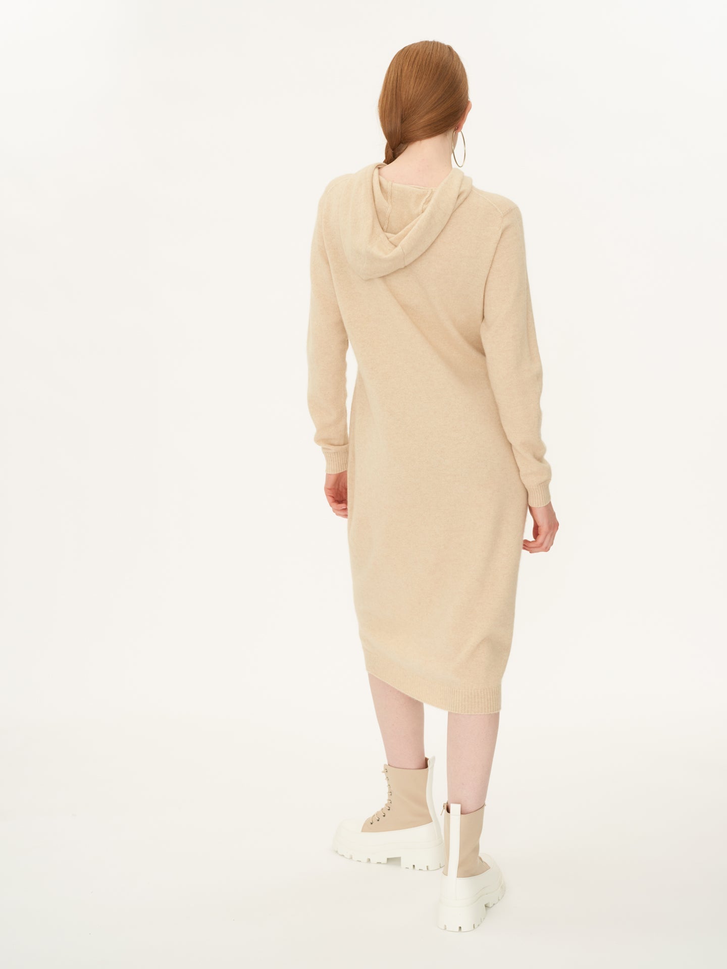 Robe à capuche moyenne en Cachemires Taupe - Gobi Cashmere