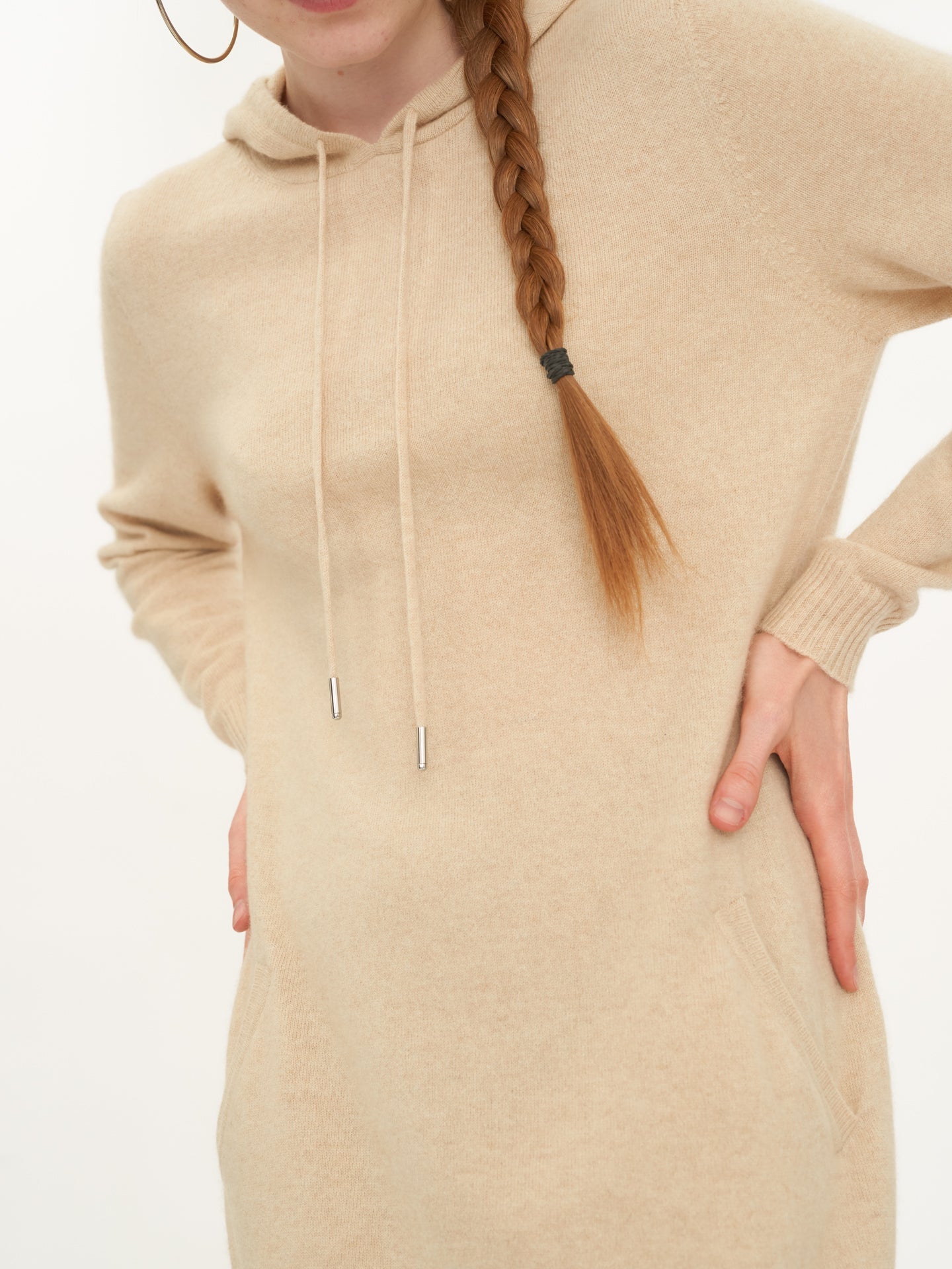 Robe à capuche moyenne en Cachemires Taupe - Gobi Cashmere
