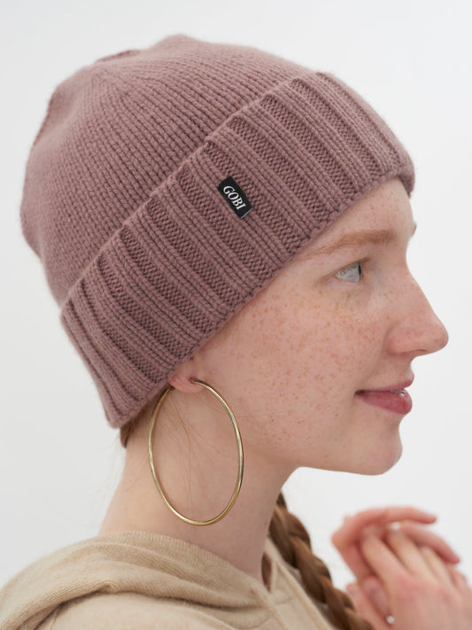 Bonnet en tricot côtelé pour  femme , couleur Marron - Gobi Cashmere