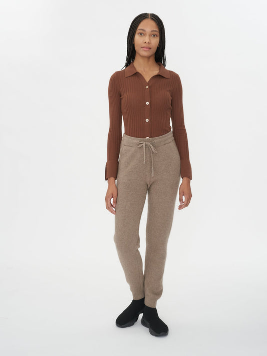  Jogger en cachemire pour femme , couleur taupe - Gobi Cashmere