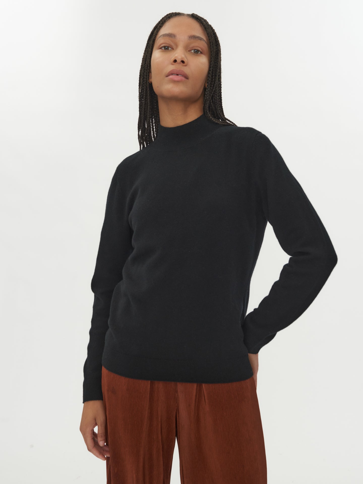 Pull col haut en Cachemire pour femmes Noir - Gobi Cashmere