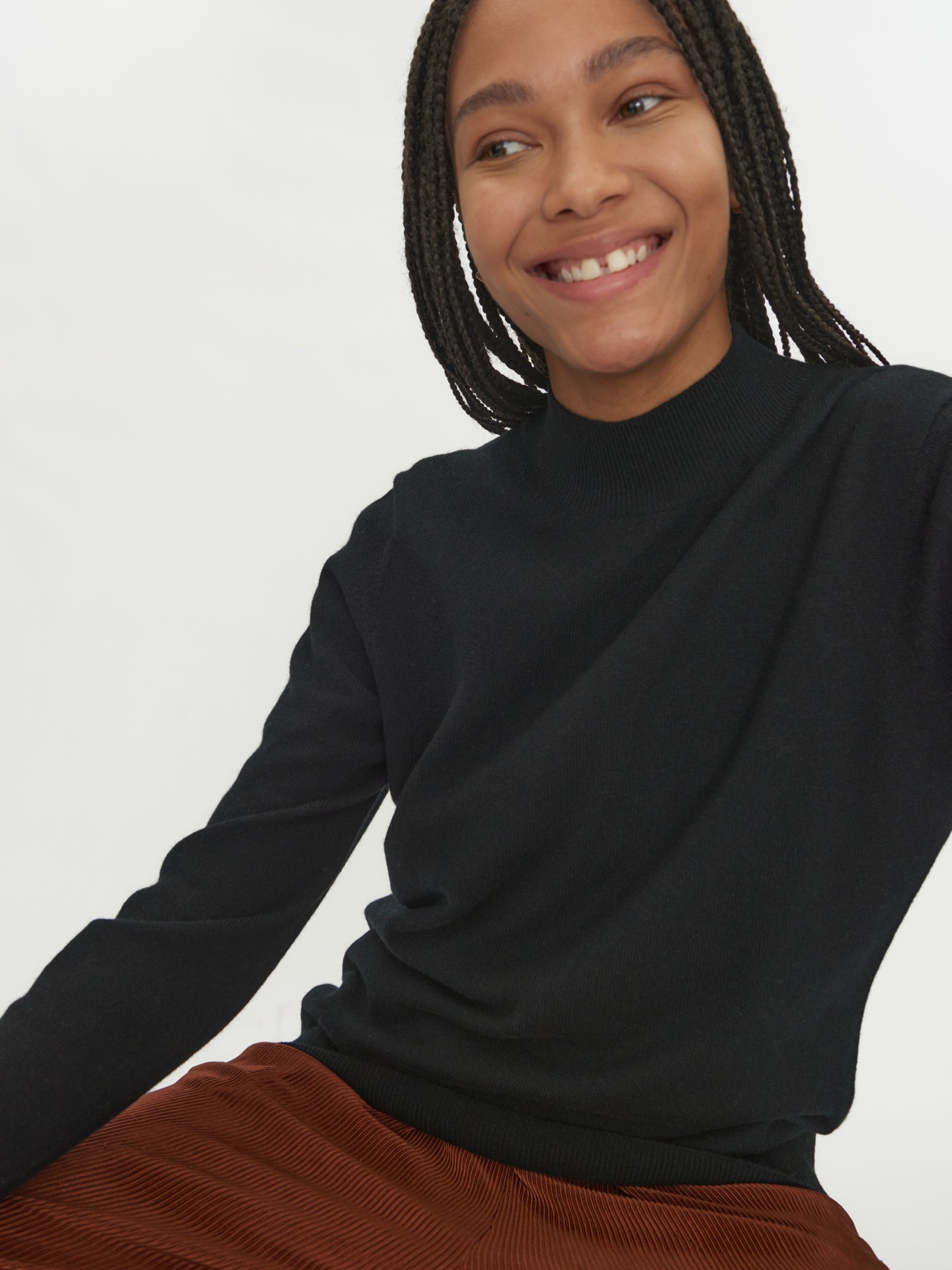 Pull col haut en Cachemire pour femmes Noir - Gobi Cashmere