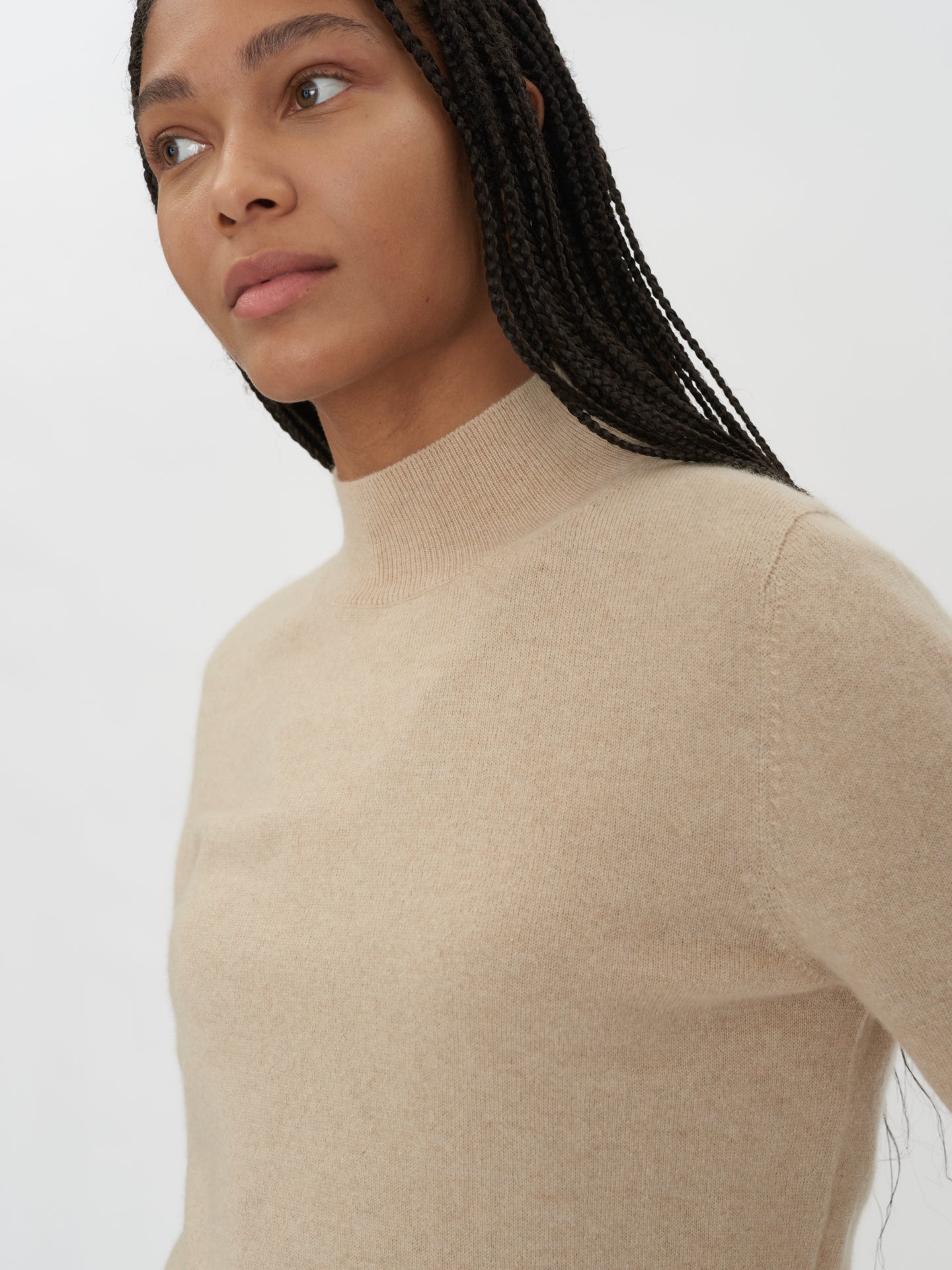 Pull col haut en Cachemire pour femmes Taupe - Gobi Cashmere