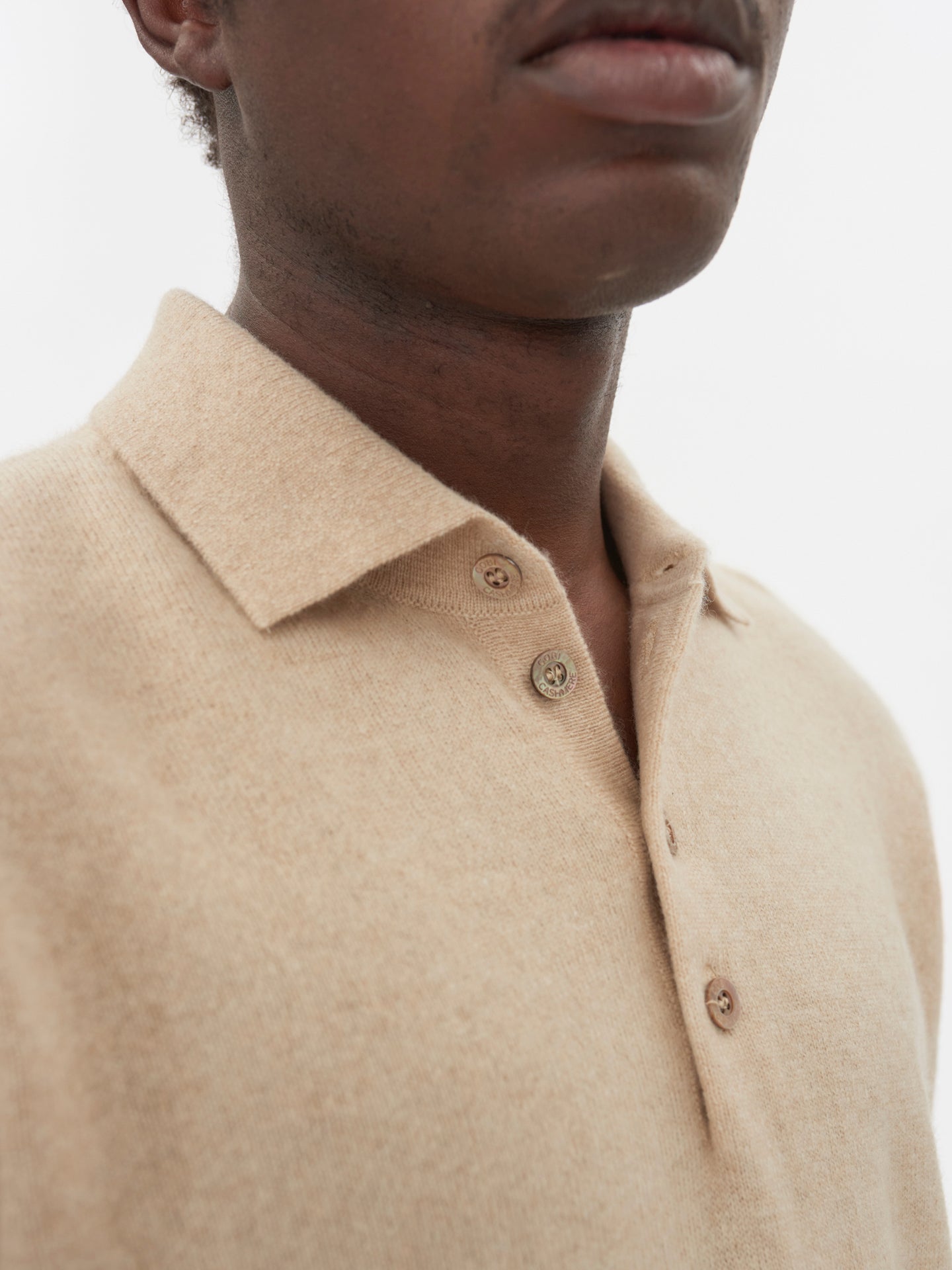 Pull col polo en Cachemire pour hommes Taupe - Gobi Cashmere