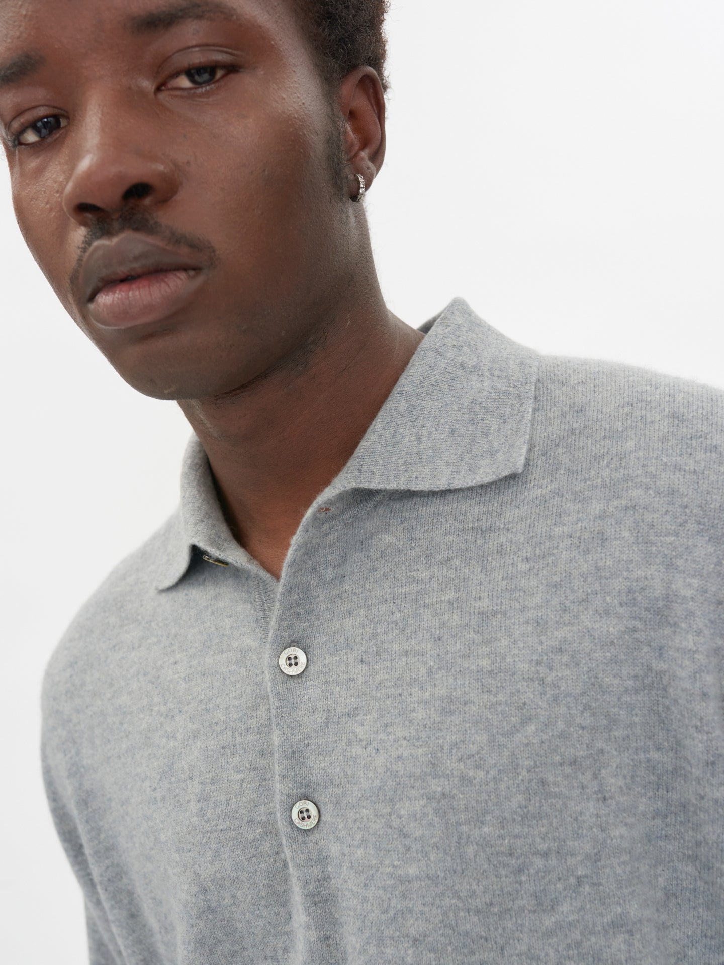 Pull col polo en Cachemire pour hommes Gris - Gobi Cashmere