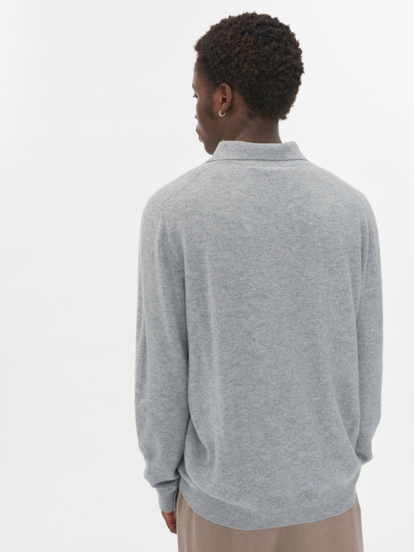 Pull col polo en Cachemire pour hommes Gris - Gobi Cashmere