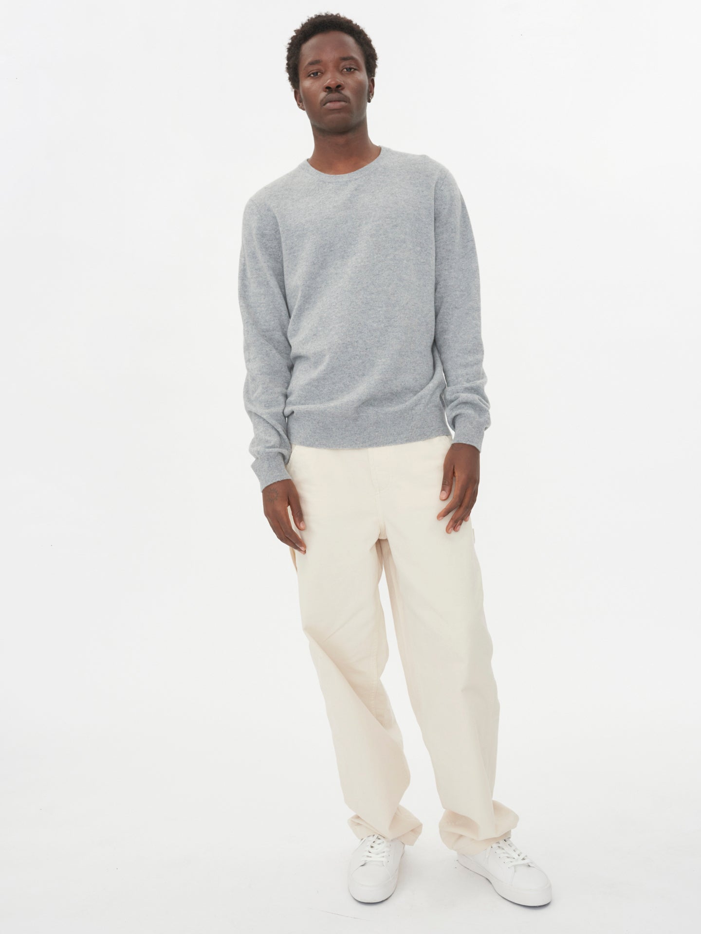 Pull col rond en Cachemire pour hommes Gris - Gobi Cashmere