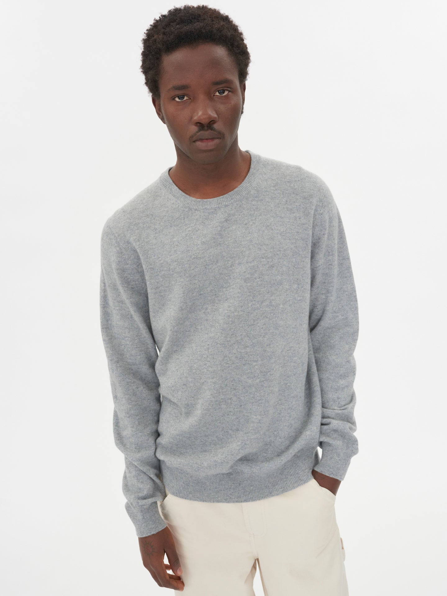 Pull col rond en Cachemire pour hommes Gris - Gobi Cashmere