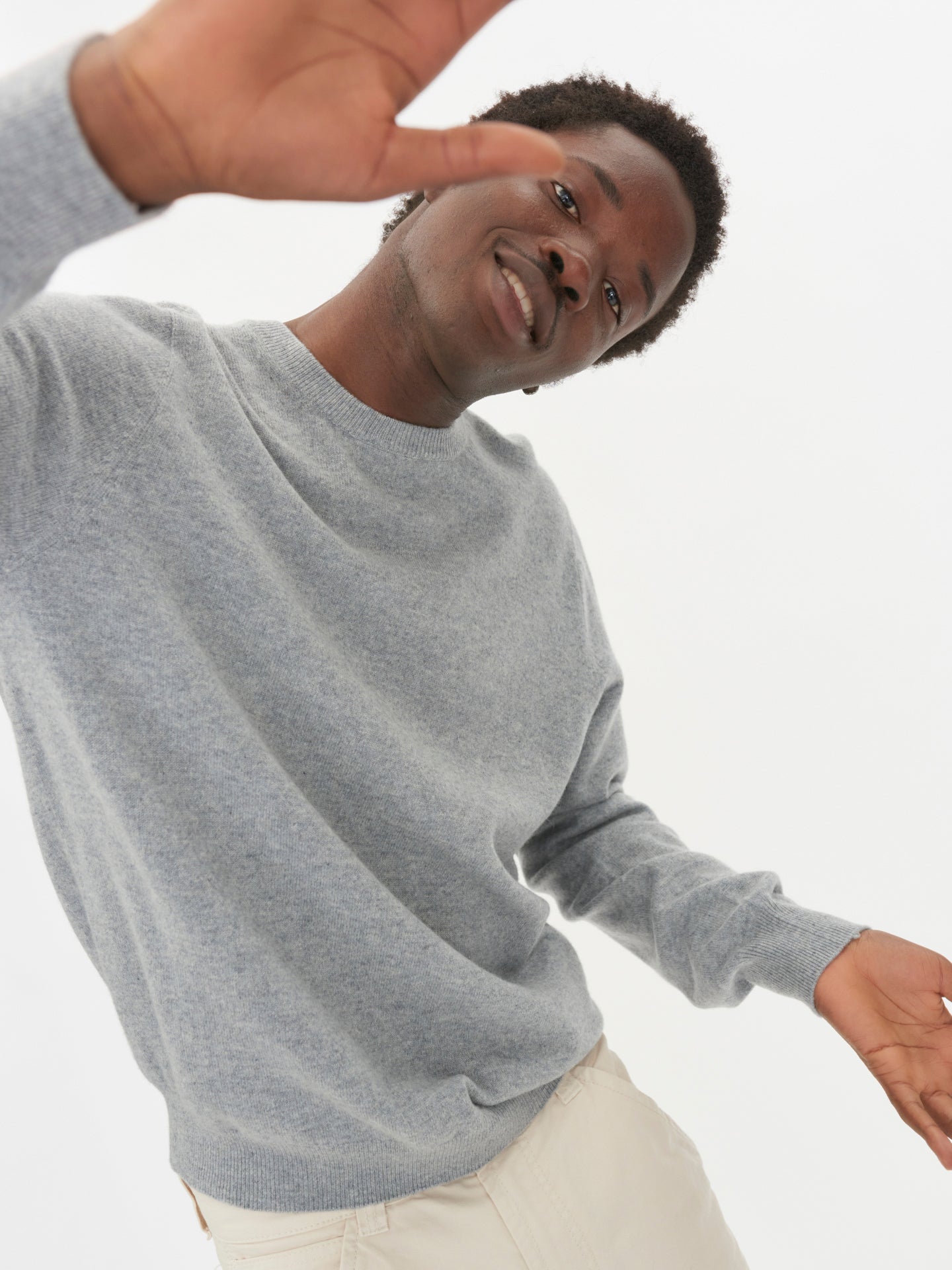 Pull col rond en Cachemire pour hommes Gris - Gobi Cashmere