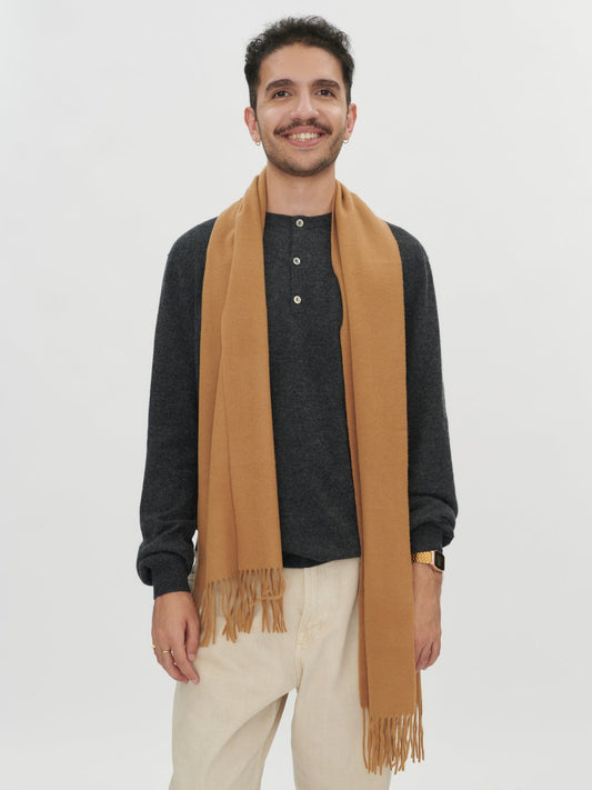 Écharpe avec franges en cachemire pour unisex Marron - Gobi Cashmere