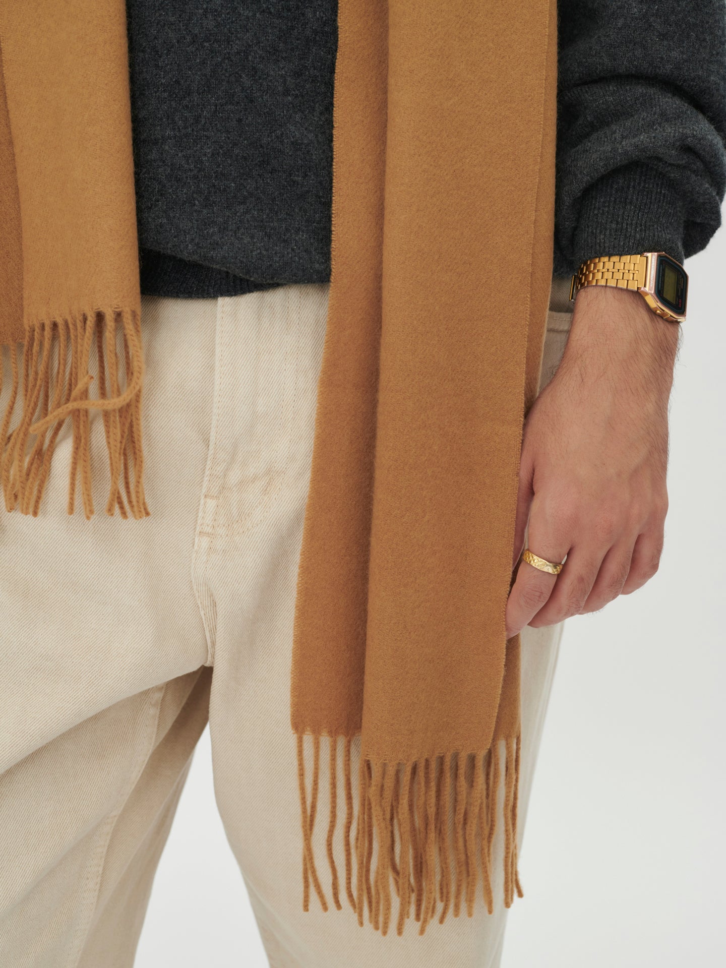 Écharpe avec franges en cachemire pour unisex Marron - Gobi Cashmere