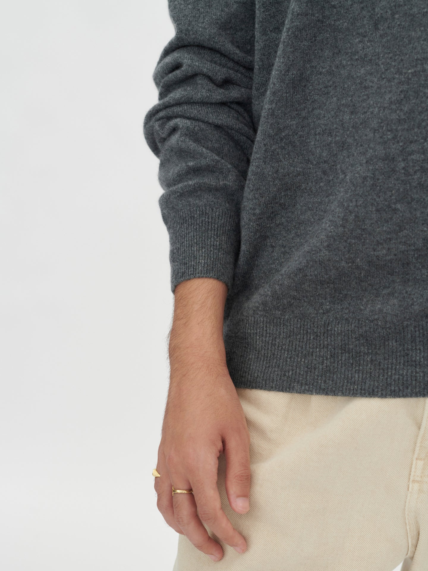Pull col rond en Cachemire pour hommes Gris - Gobi Cashmere