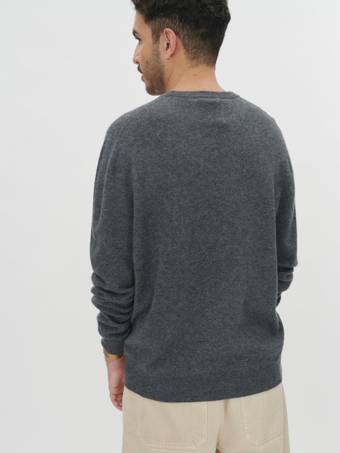 Pull col rond en Cachemire pour hommes Gris - Gobi Cashmere