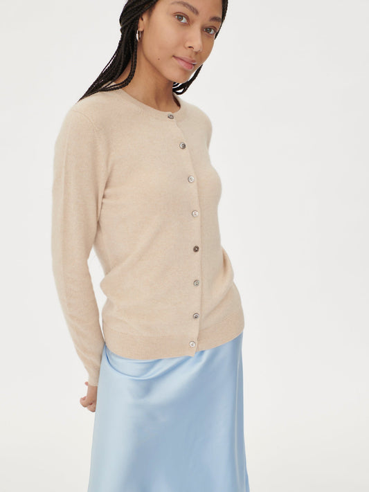 Cardigan col rond en Cachemire pour femmes Taupe - Gobi Cashmere