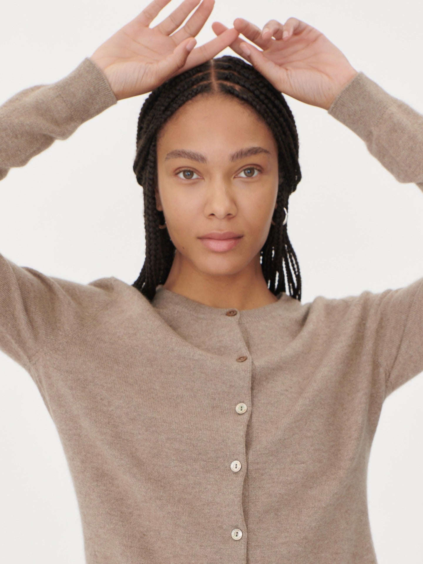 Cardigan col rond en Cachemire pour femmes Taupe - Gobi Cashmere