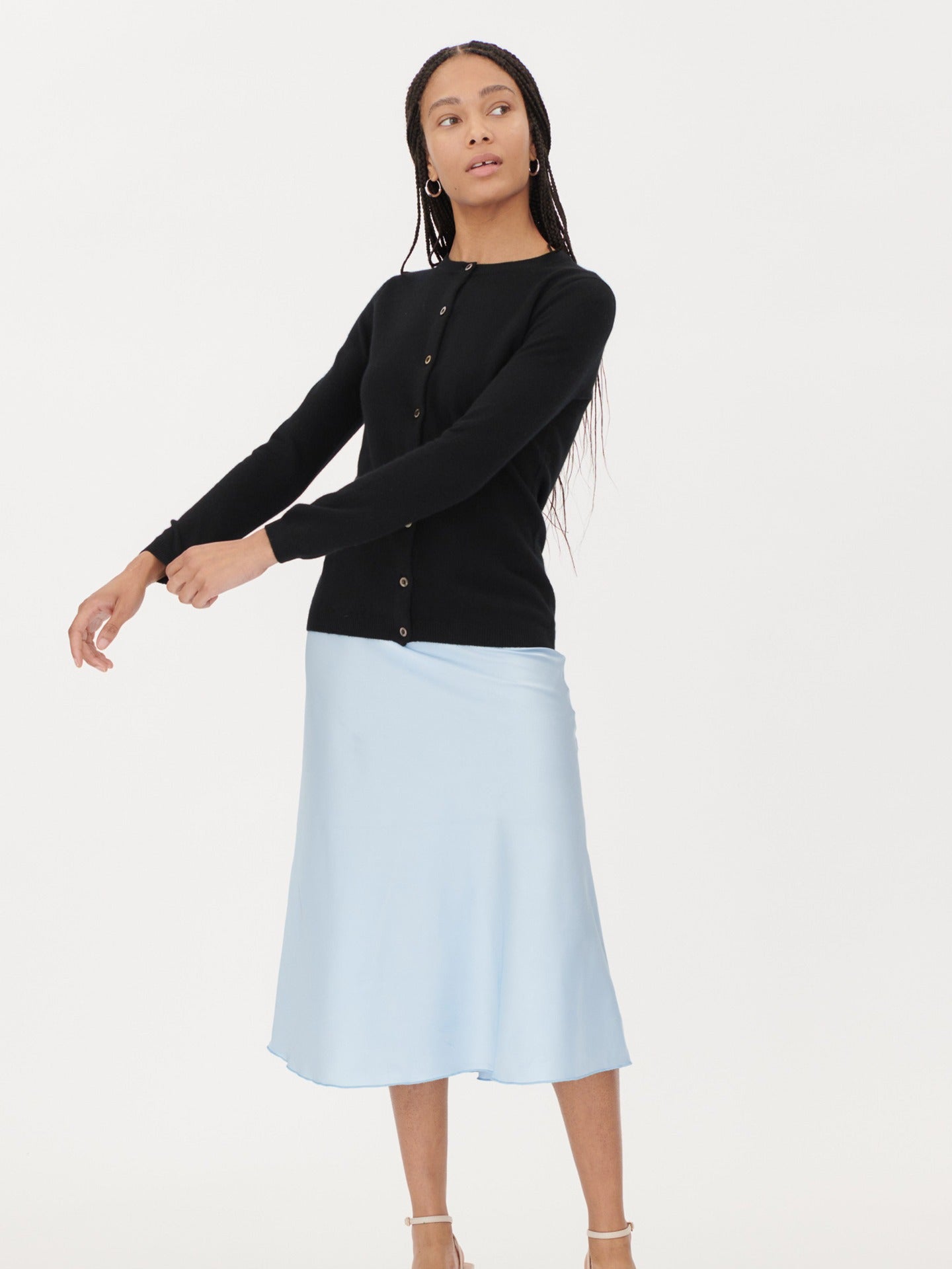 Cardigan col rond en Cachemire pour femmes Noir - Gobi Cashmere