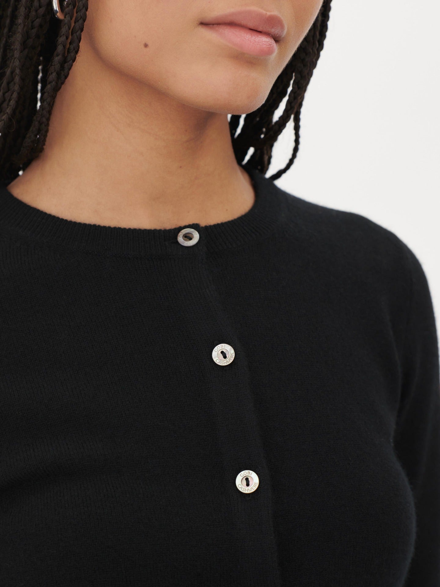 Cardigan col rond en Cachemire pour femmes Noir - Gobi Cashmere