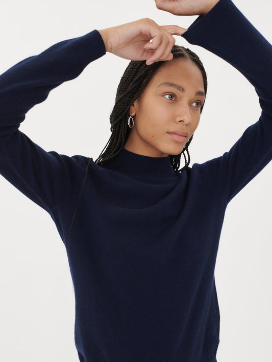 Pull col haut en Cachemire pour femmes Marin - Gobi Cashmere