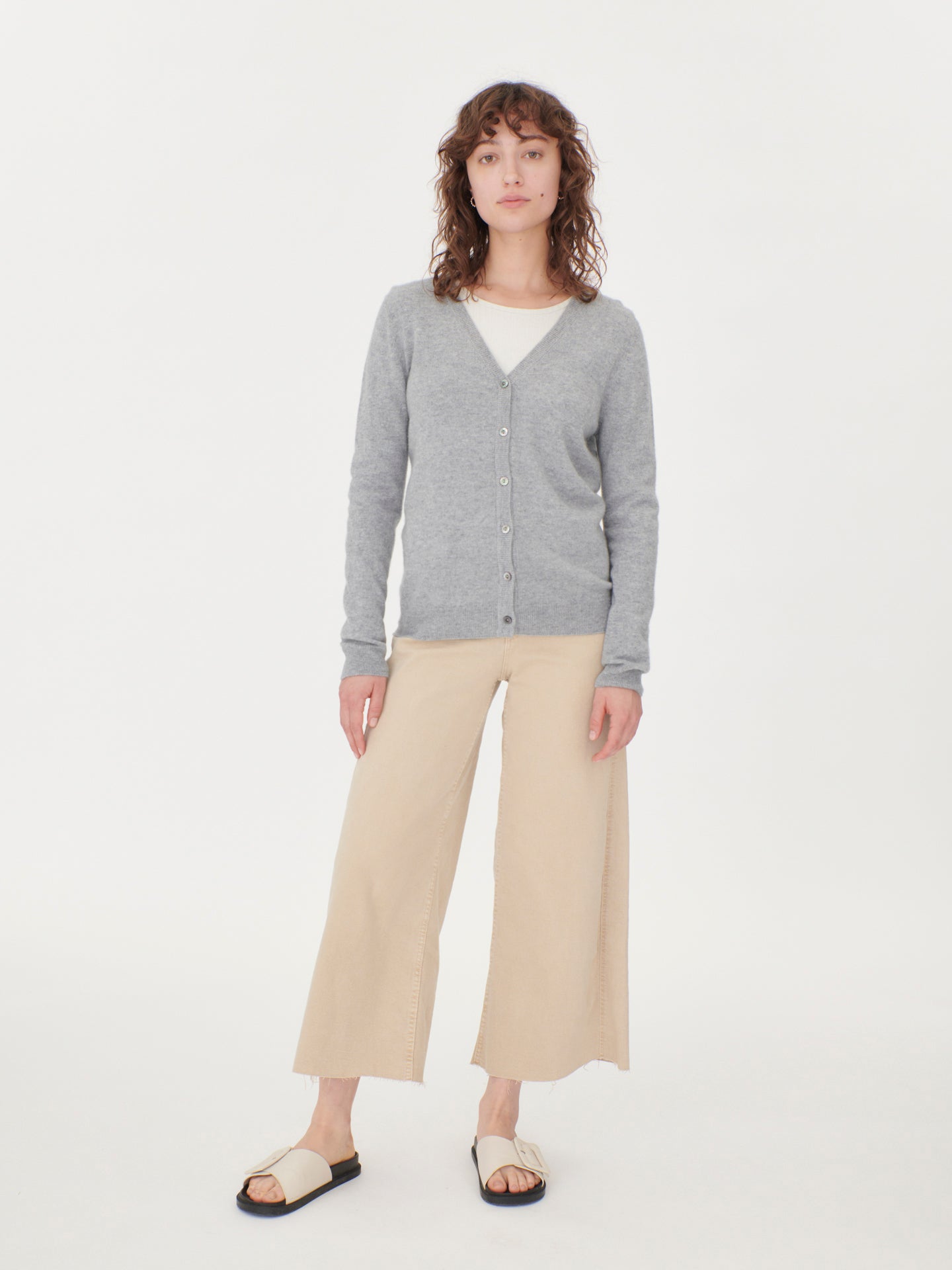 Cardigan col en V en Cachemire pour femmes Gris - Gobi Cashmere