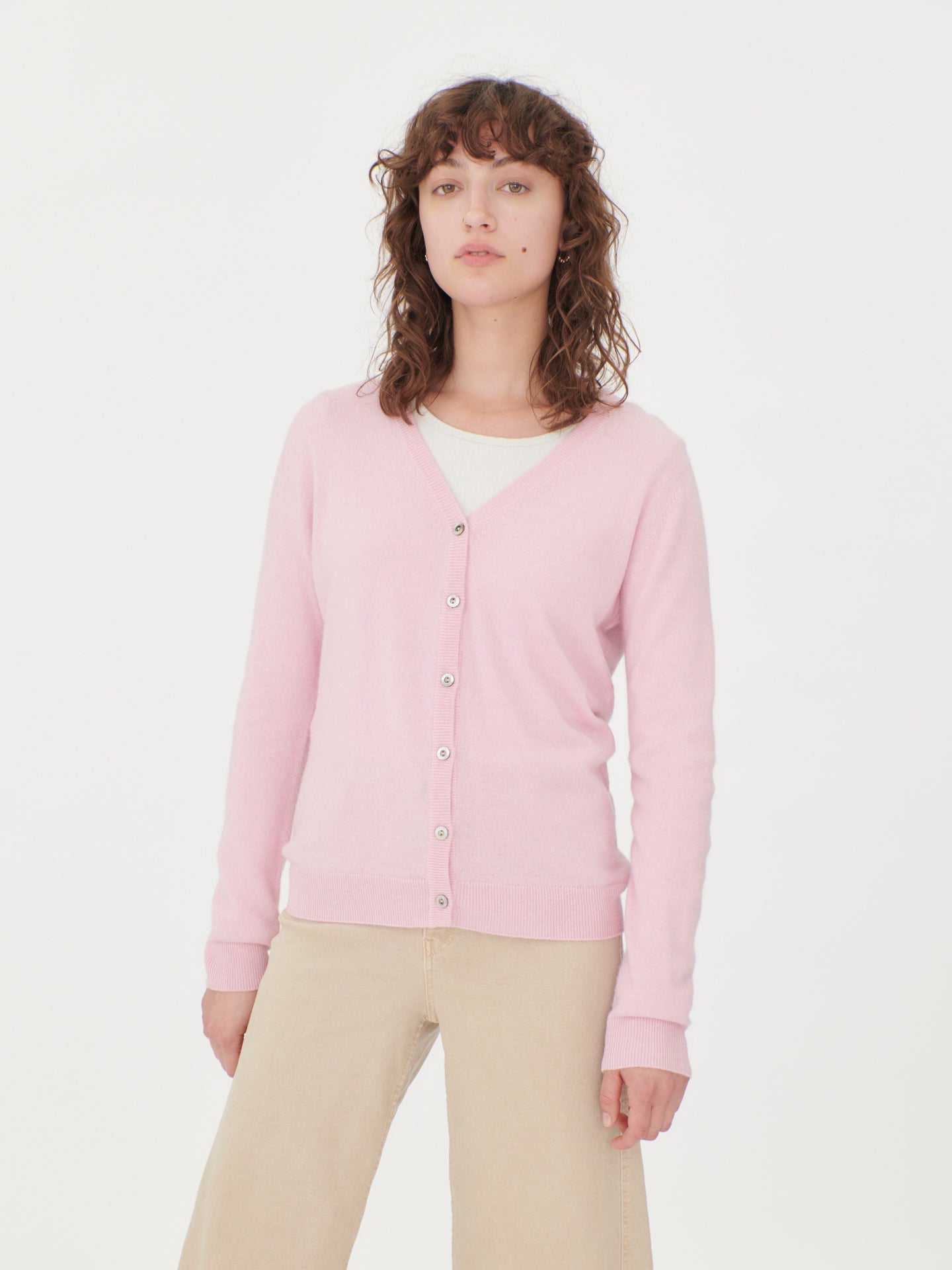 Cardigan col en V en Cachemire pour femmes Gris - Gobi Cashmere