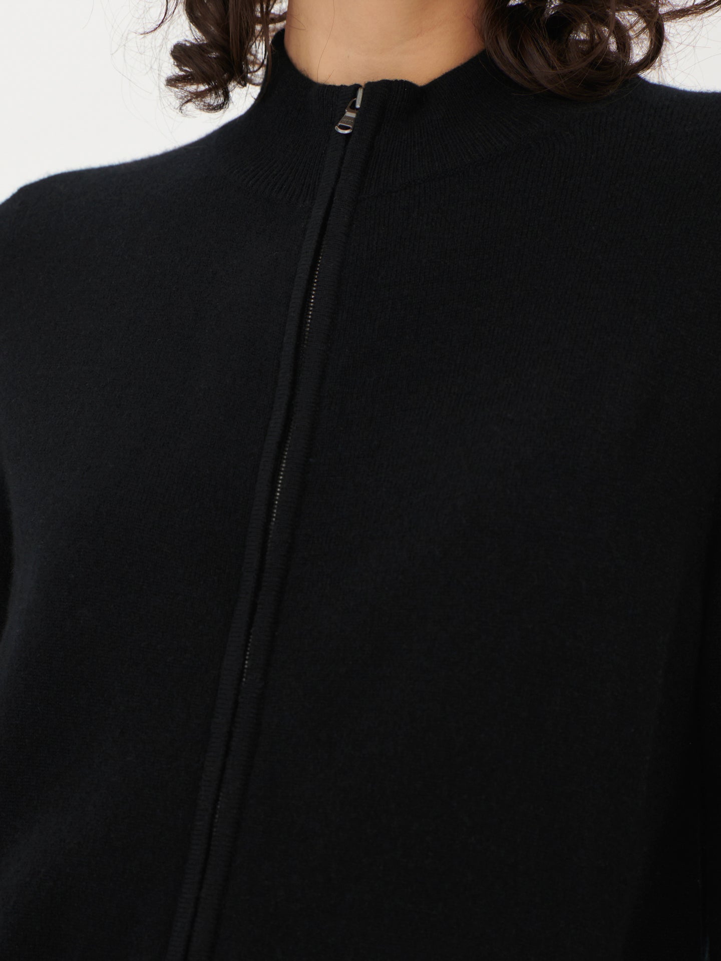 Cardigan zippé  en Cachemire pour femmes Noir - Gobi Cashmere