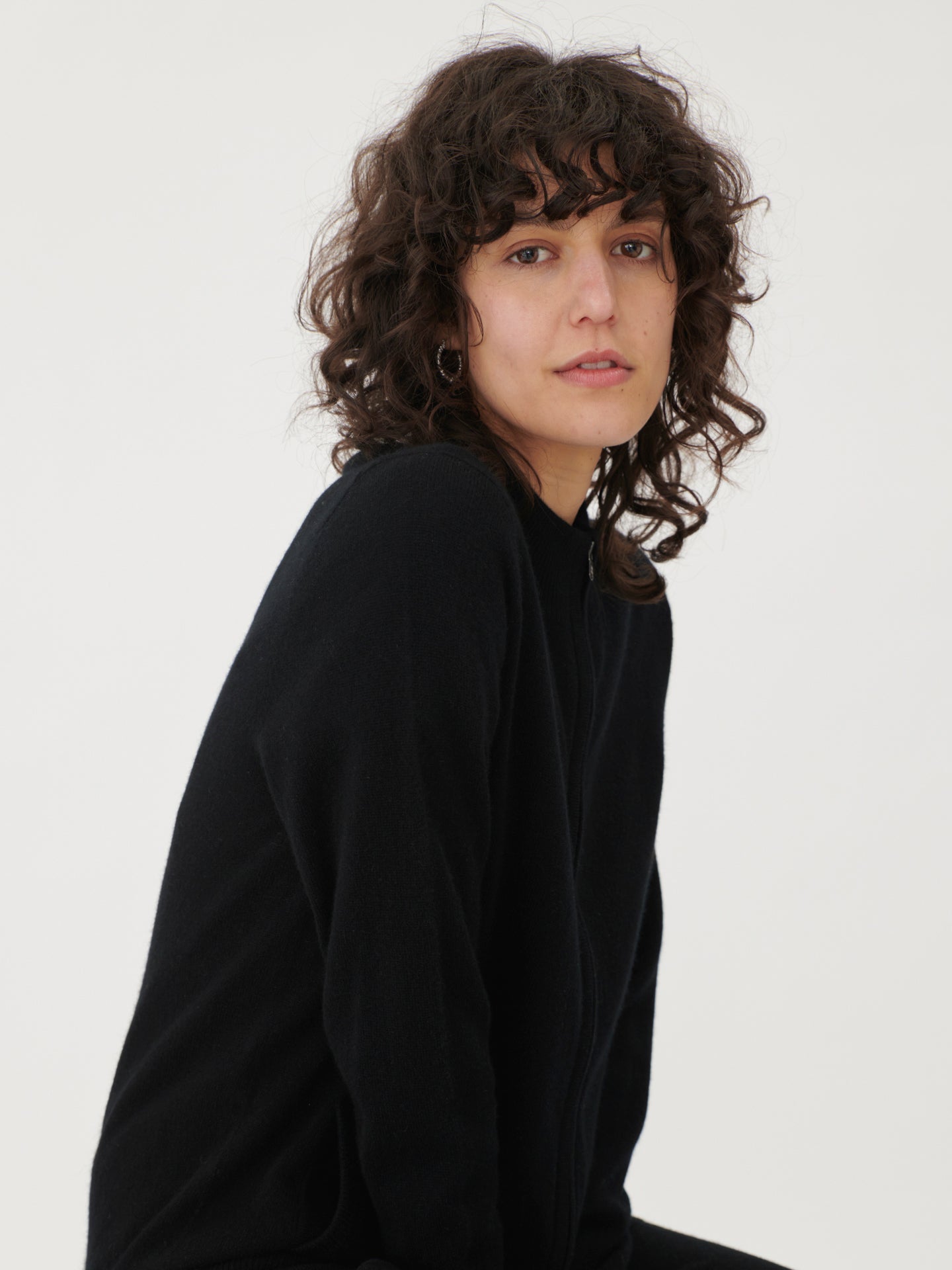 Cardigan zippé  en Cachemire pour femmes Noir - Gobi Cashmere