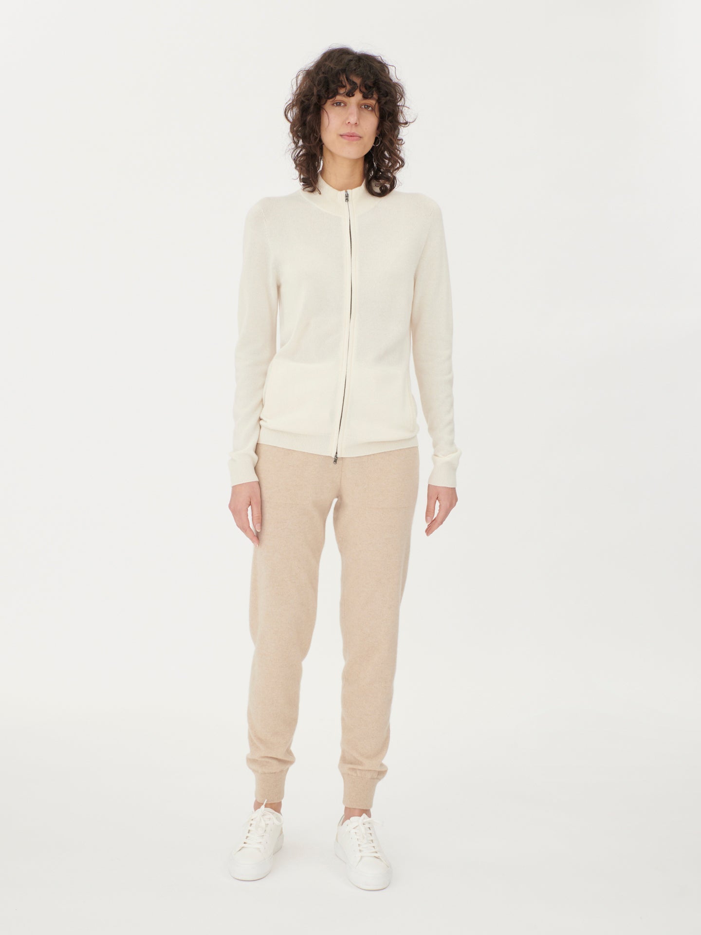 Cardigan zippé  en Cachemire pour femmes blanc - Gobi Cashmere