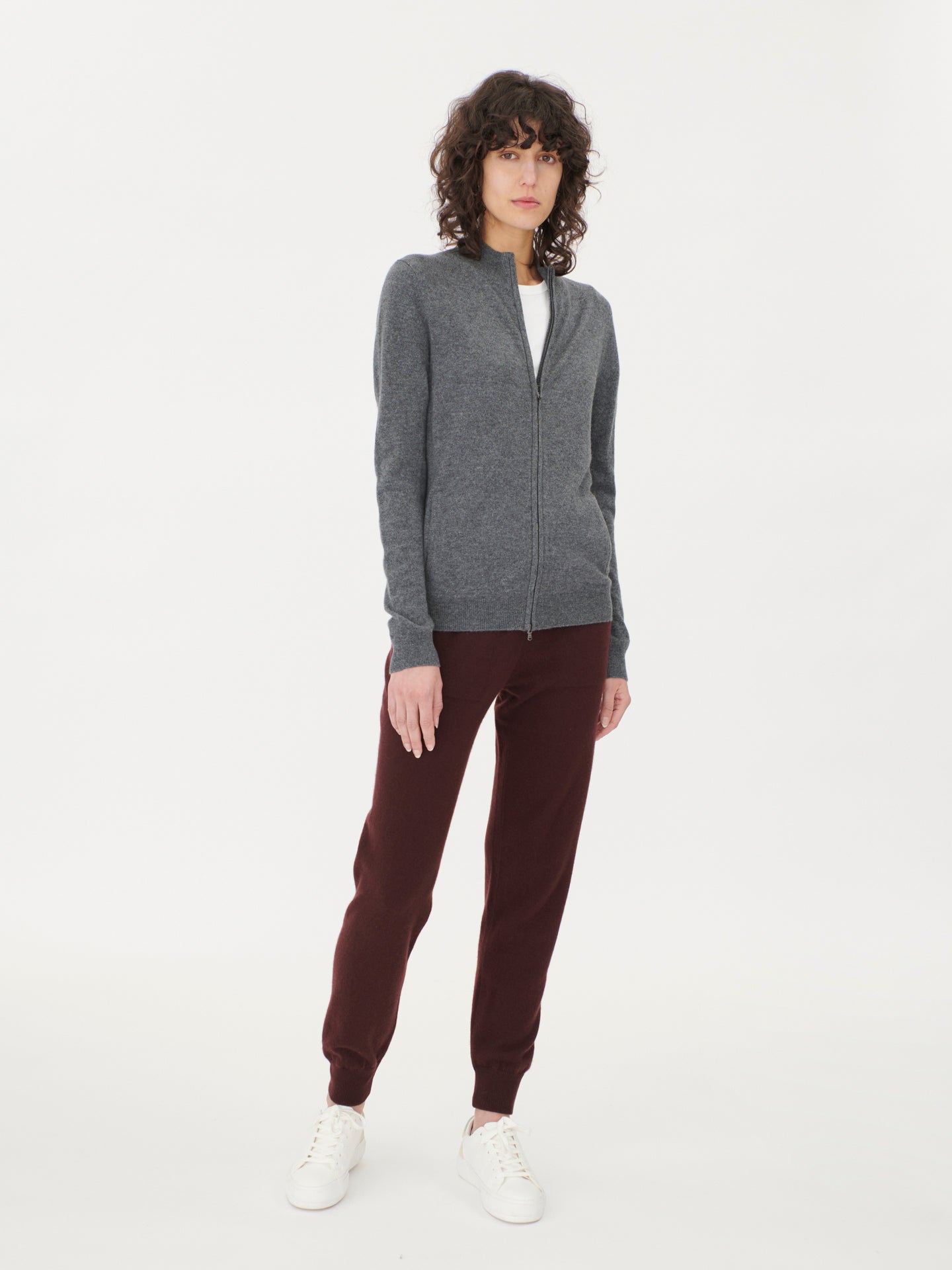 Cardigan zippé  en Cachemire pour femmes Gris - Gobi Cashmere